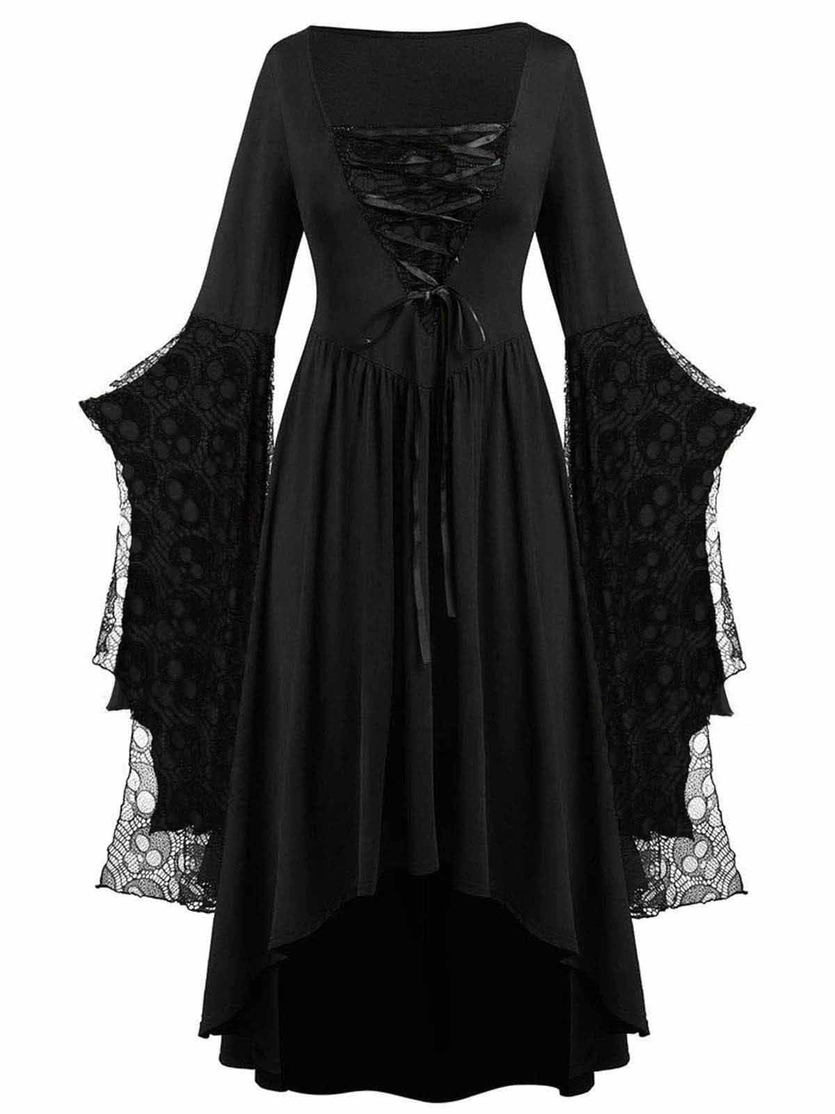 Robe de sorcière en patchwork de dentelle d’Halloween des années 1950 - Image 4