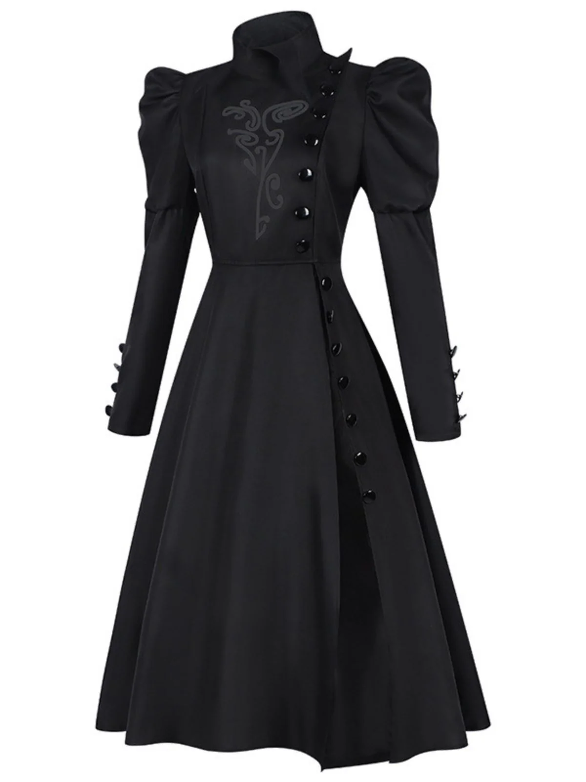 Robe de sorcière motif fleurie noire WICKED des années 40 - Image 2