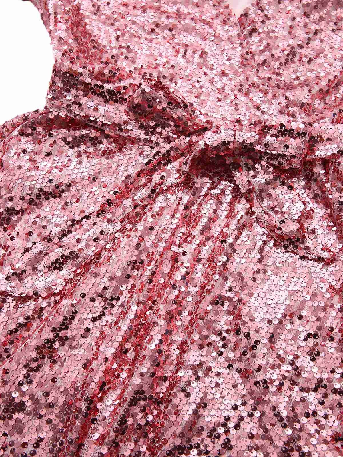 Robe disco à sequins col en V et manches évasées années 70 - Image 7