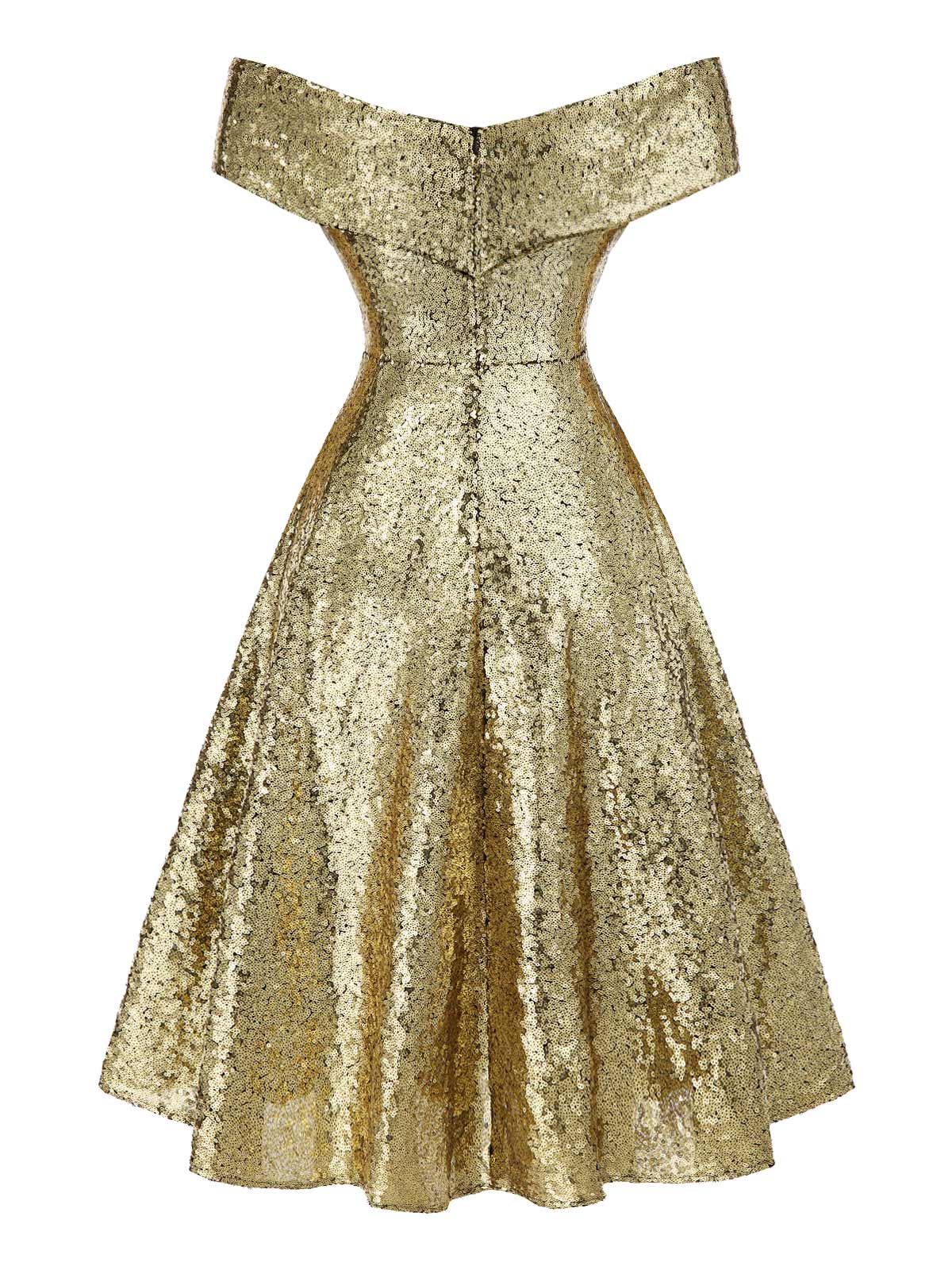 Robe dorée paillettes et épaules dénudées années 1950 - Image 6
