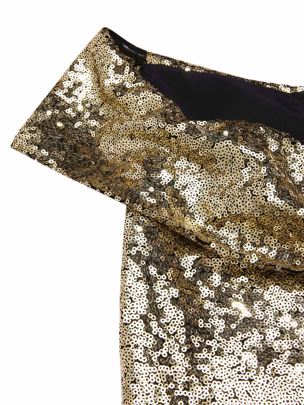Robe dorée paillettes et épaules dénudées années 1950 - Image 7
