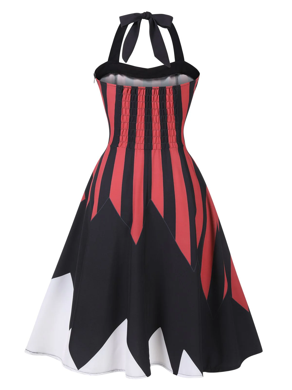Robe dos nu à rayures noires et rouges avec tête de mort des années 1950 - Image 2