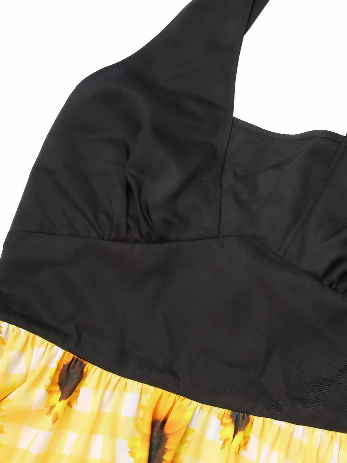 Robe dos nu jaune à carreaux tournesol des années 1950 - Image 5