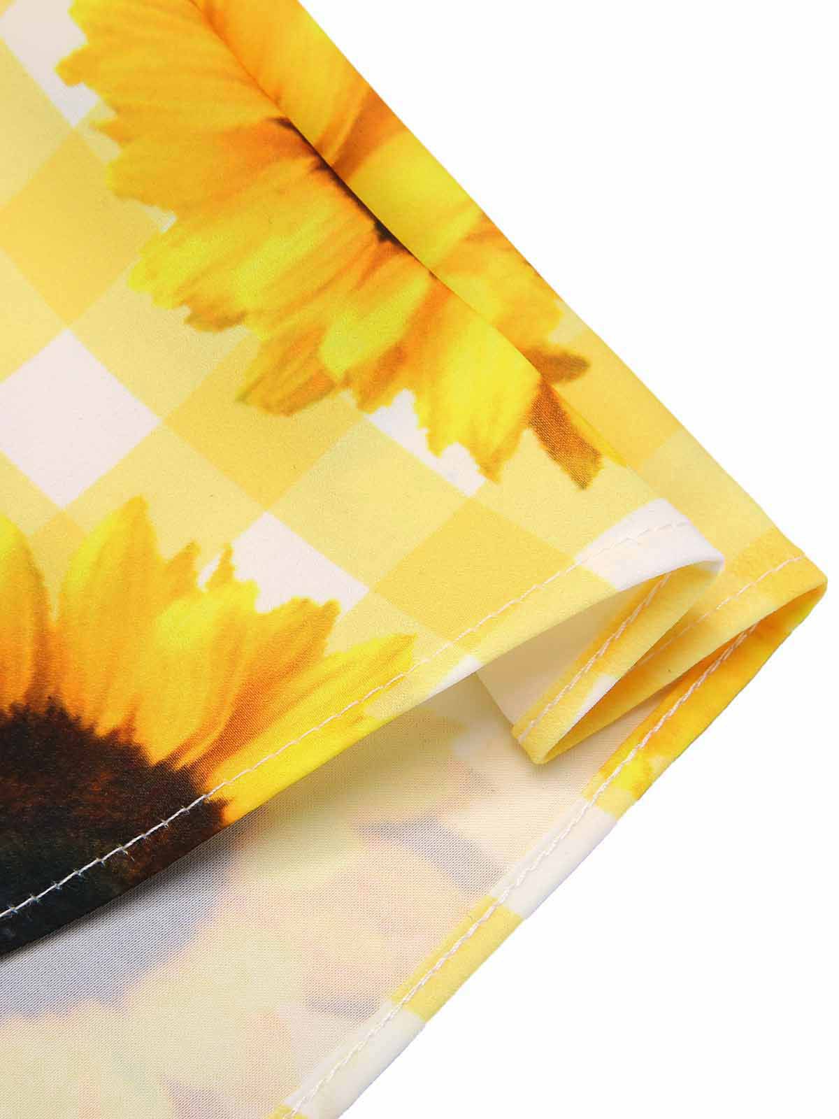 Robe dos nu jaune à carreaux tournesol des années 1950 - Image 6