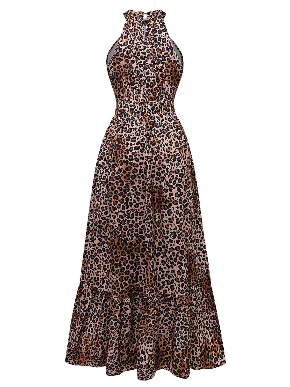 Robe dos nu ronde marron léopard et papillon des années 1930 - Image 2