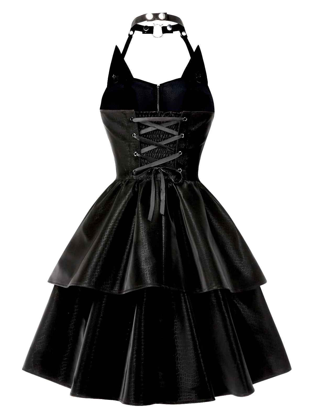Robe en cuir noire fille chat Halloween années 1950 - Image 5