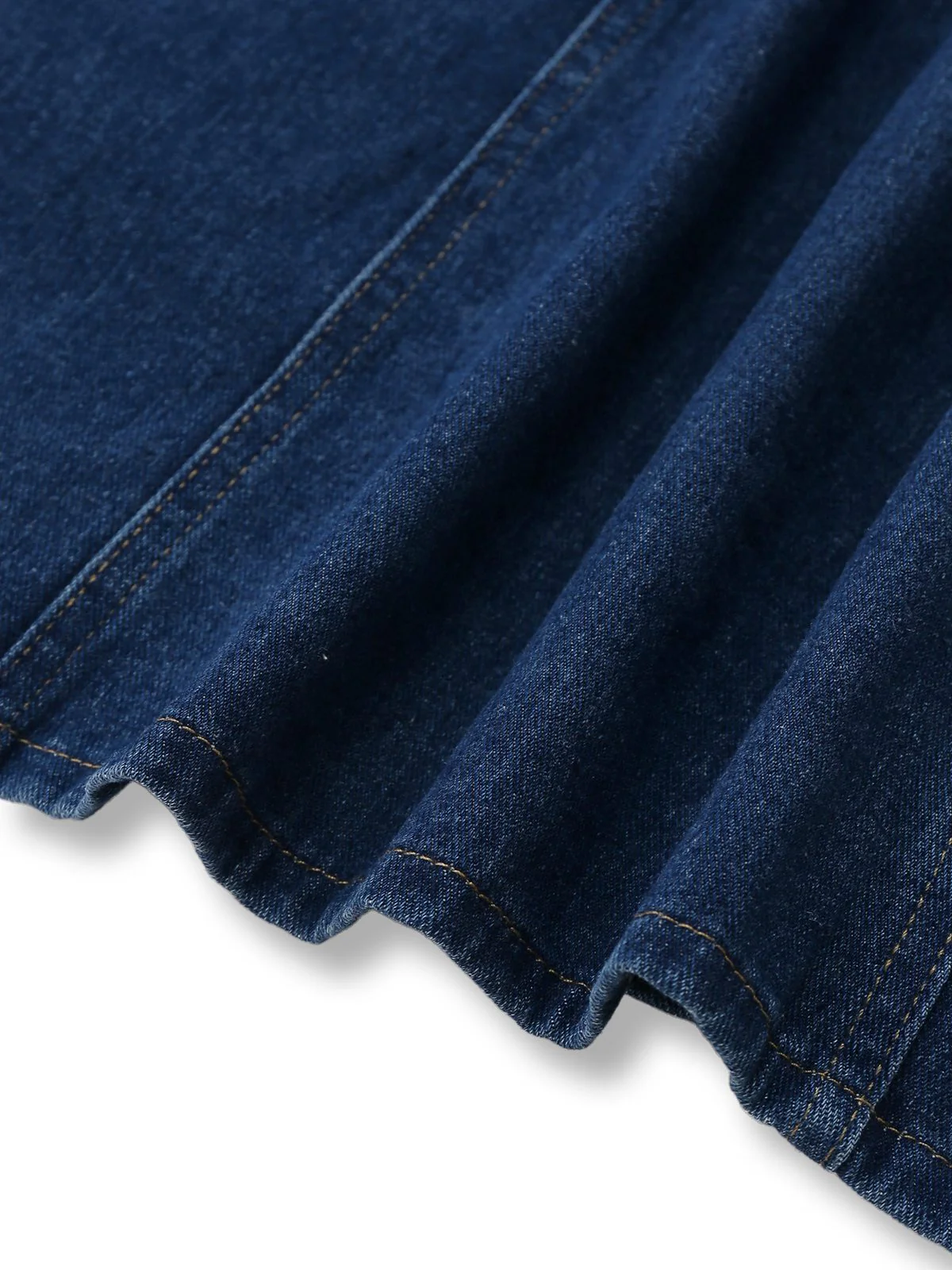 Robe en denim sans manches boutonnée bleu foncé des années 1970 - Image 5