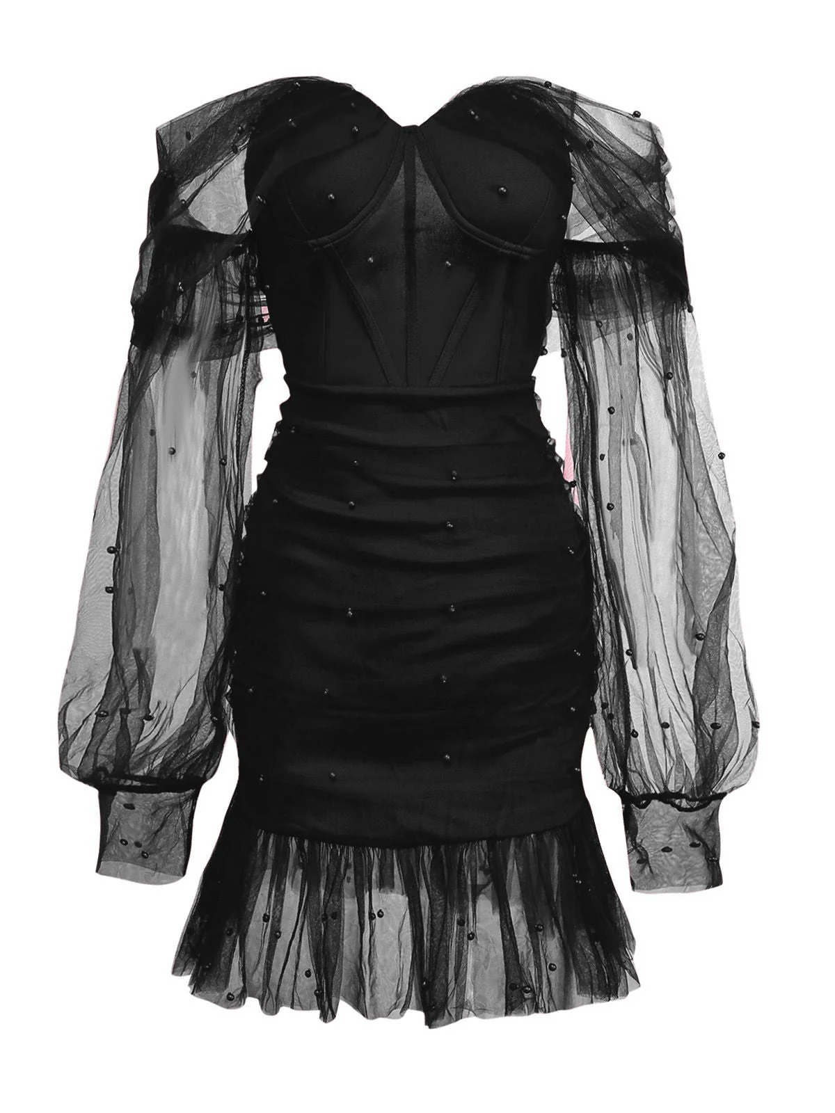 Robe en maille à encolure en cœur et épaules dénudées des années 1960 - Image 3