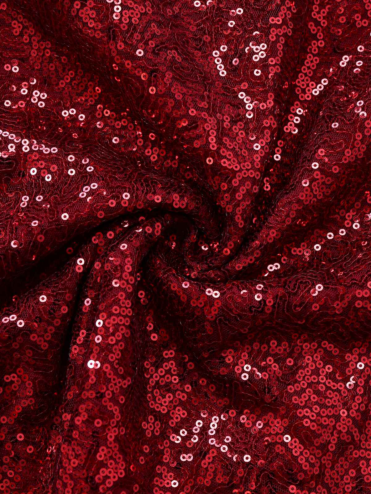 Robe en maille à paillettes col décolleté en V profond rouge vin des années 1950 - Image 7