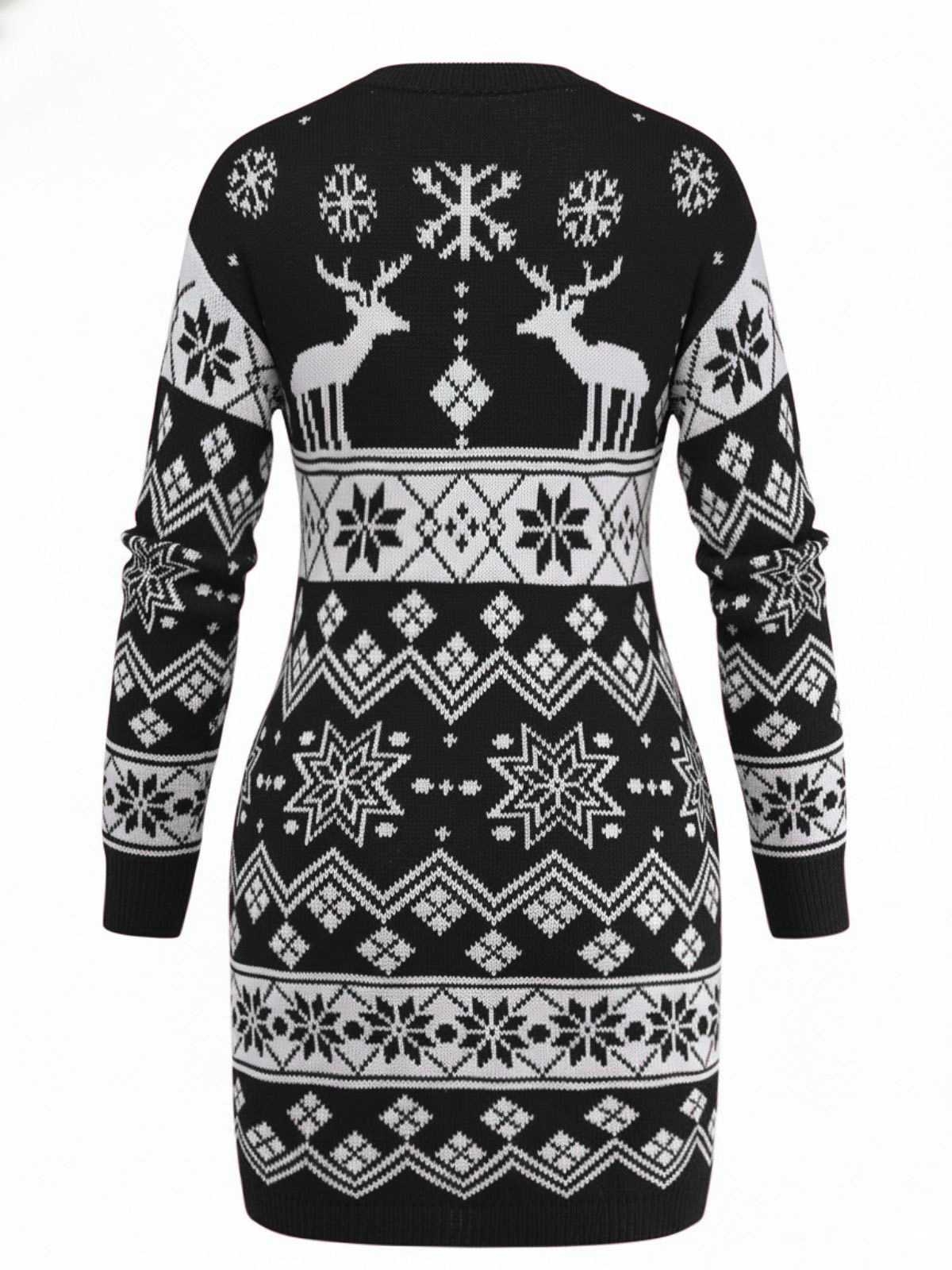 Robe en maille jacquard à rennes et de flocons de neige années 1960 - Image 9