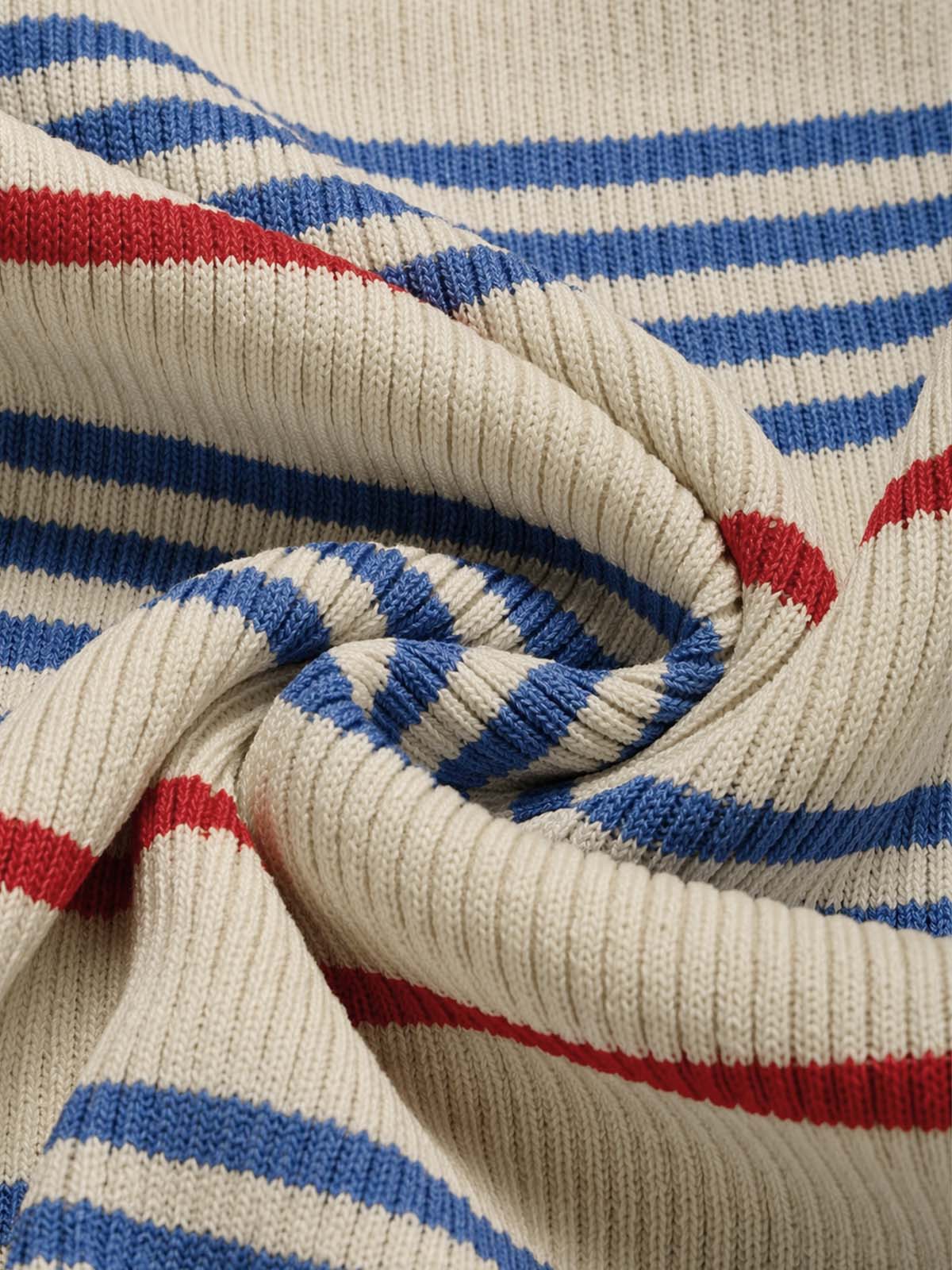 [Prévente] Robe en maille rayée crème col marin années 70 - Image 7