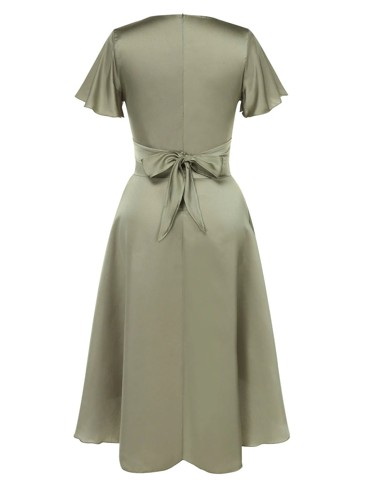 Robe en satin torsadé col V profond des années 1940 - Image 3