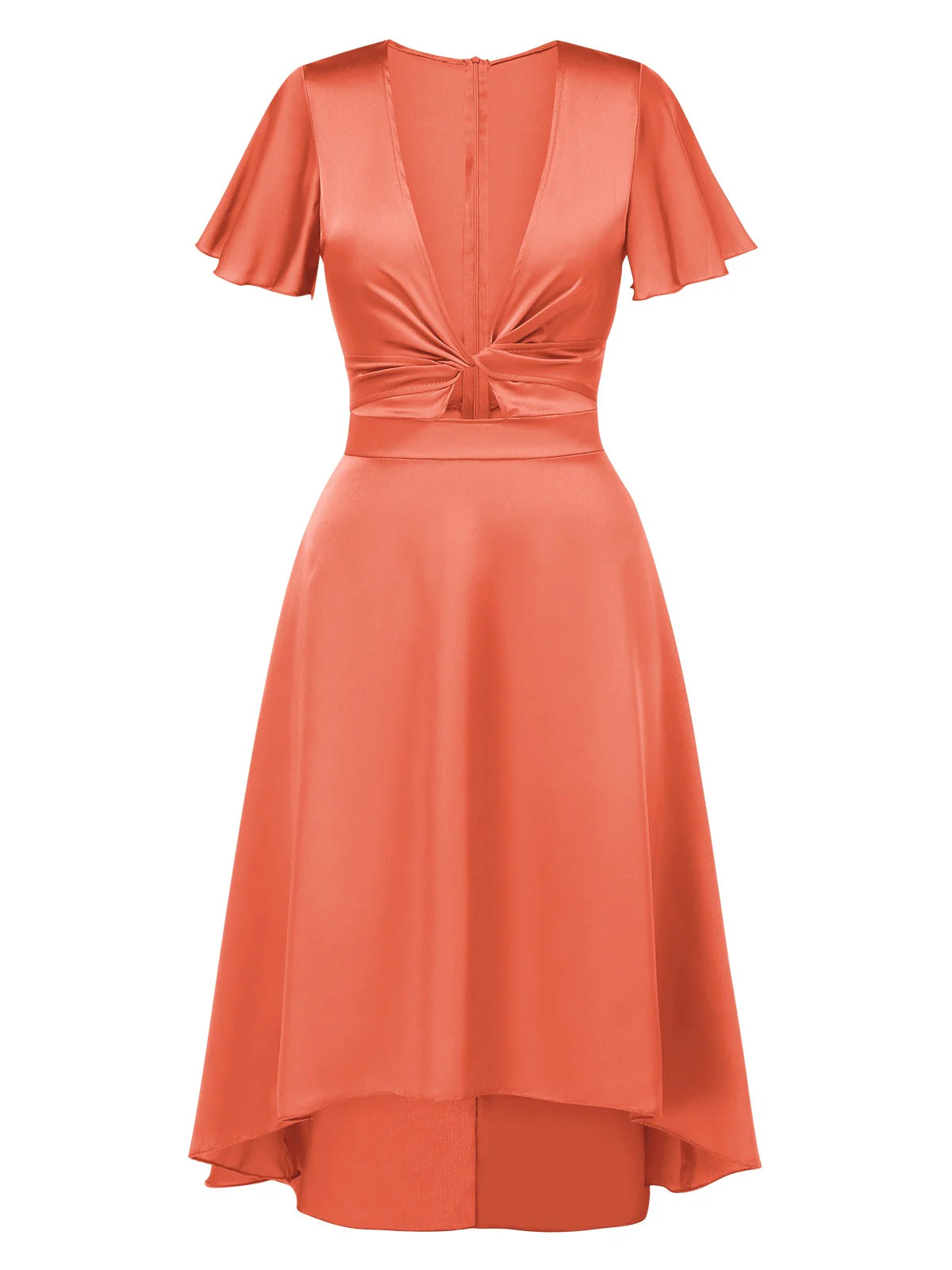 Robe en satin torsadé col V profond des années 1940 - Image 4