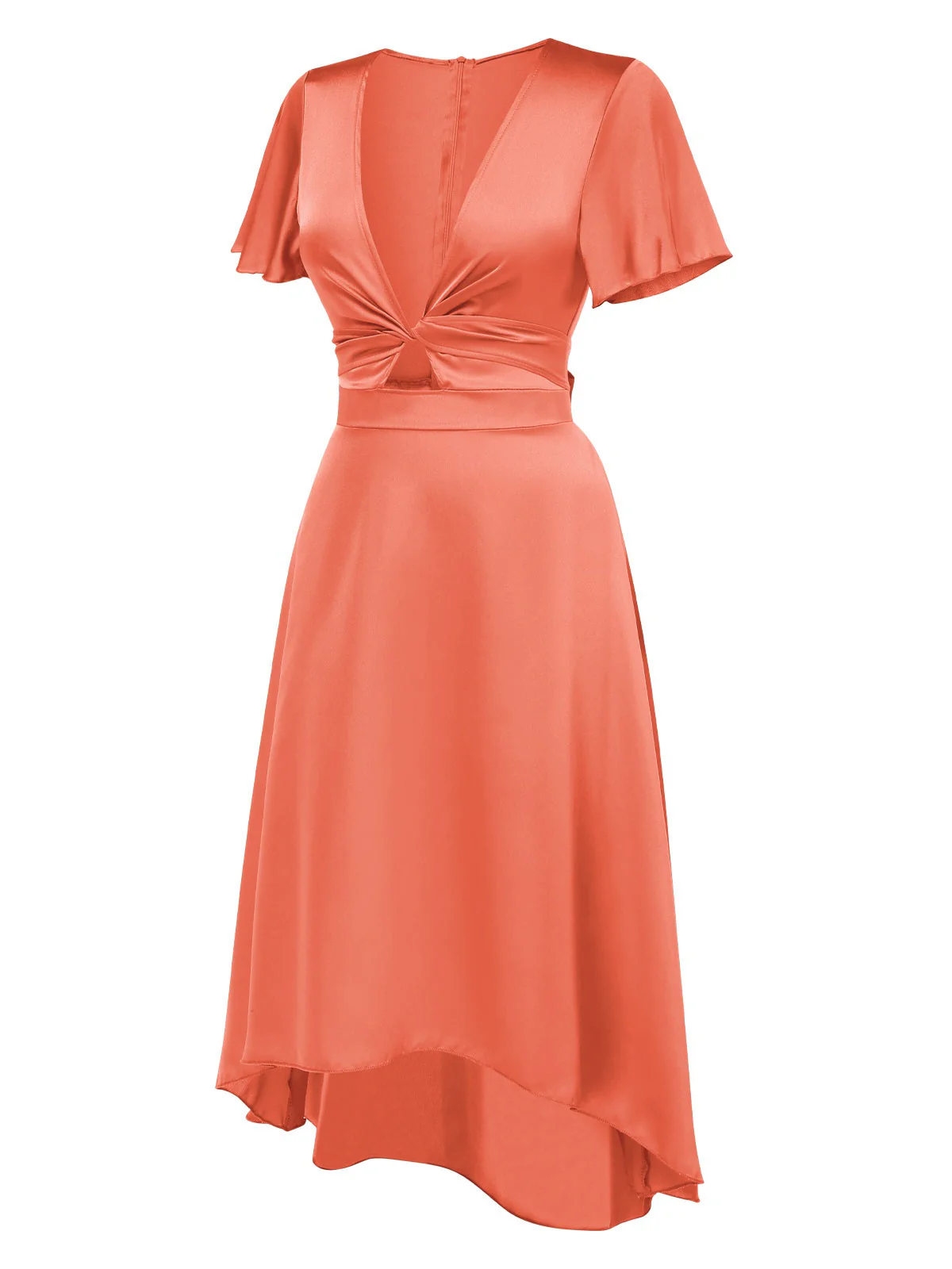 Robe en satin torsadé col V profond des années 1940 - Image 5