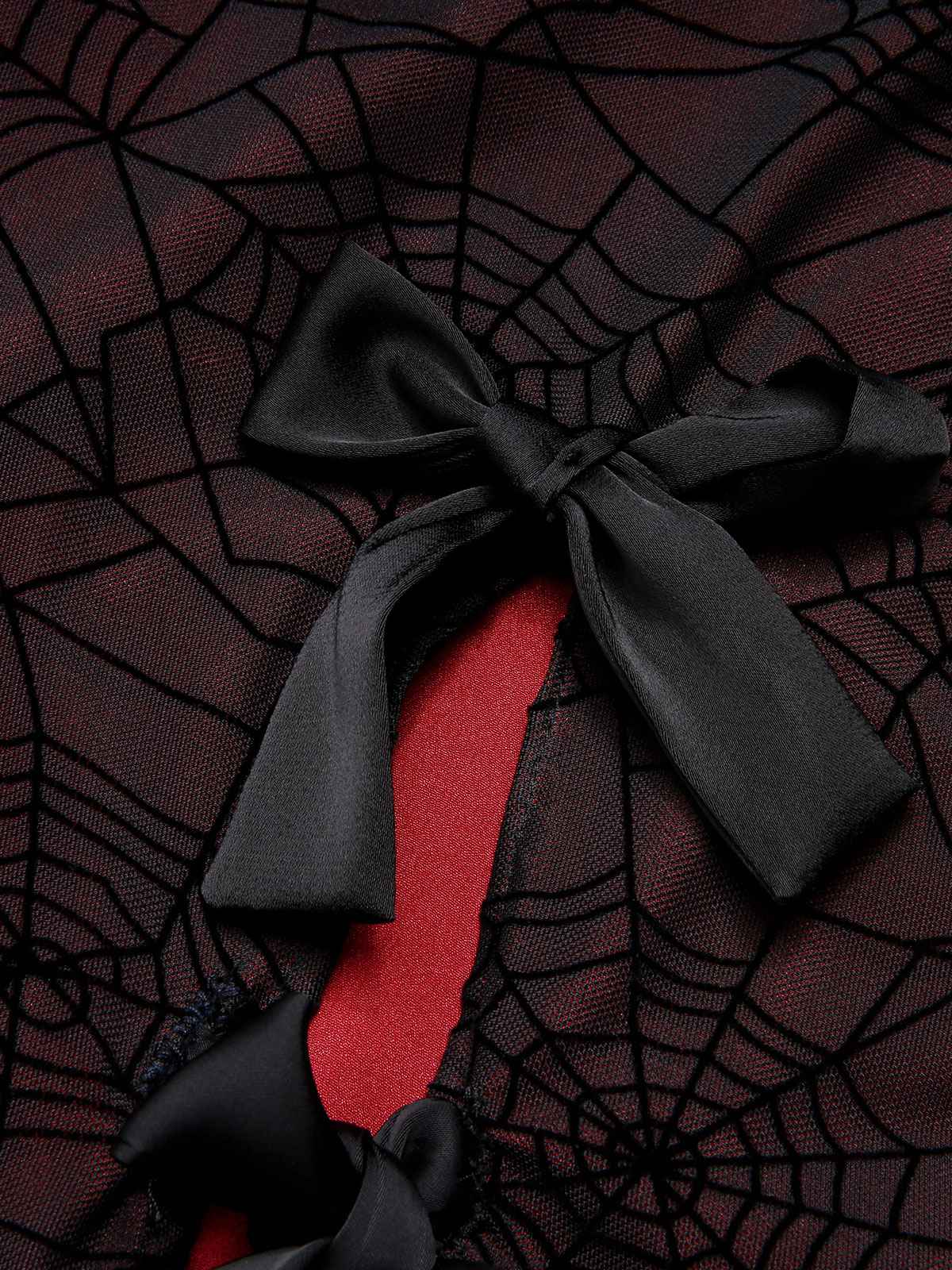 Robe en toile d'araignée d'Halloween rouge foncé des années 1960 - Image 7