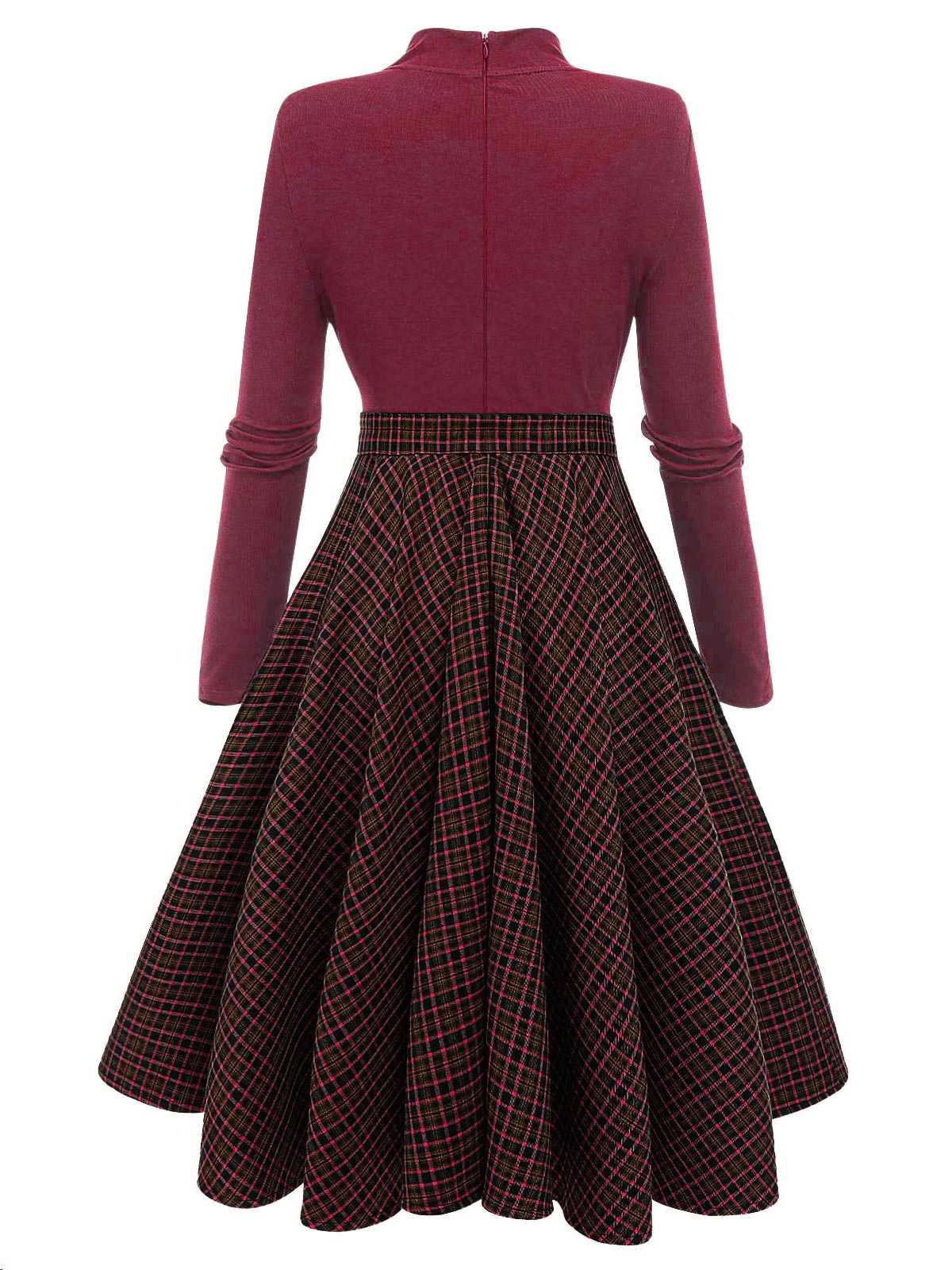 Robe en tricot à carreaux rouge des années 1950 - Image 2