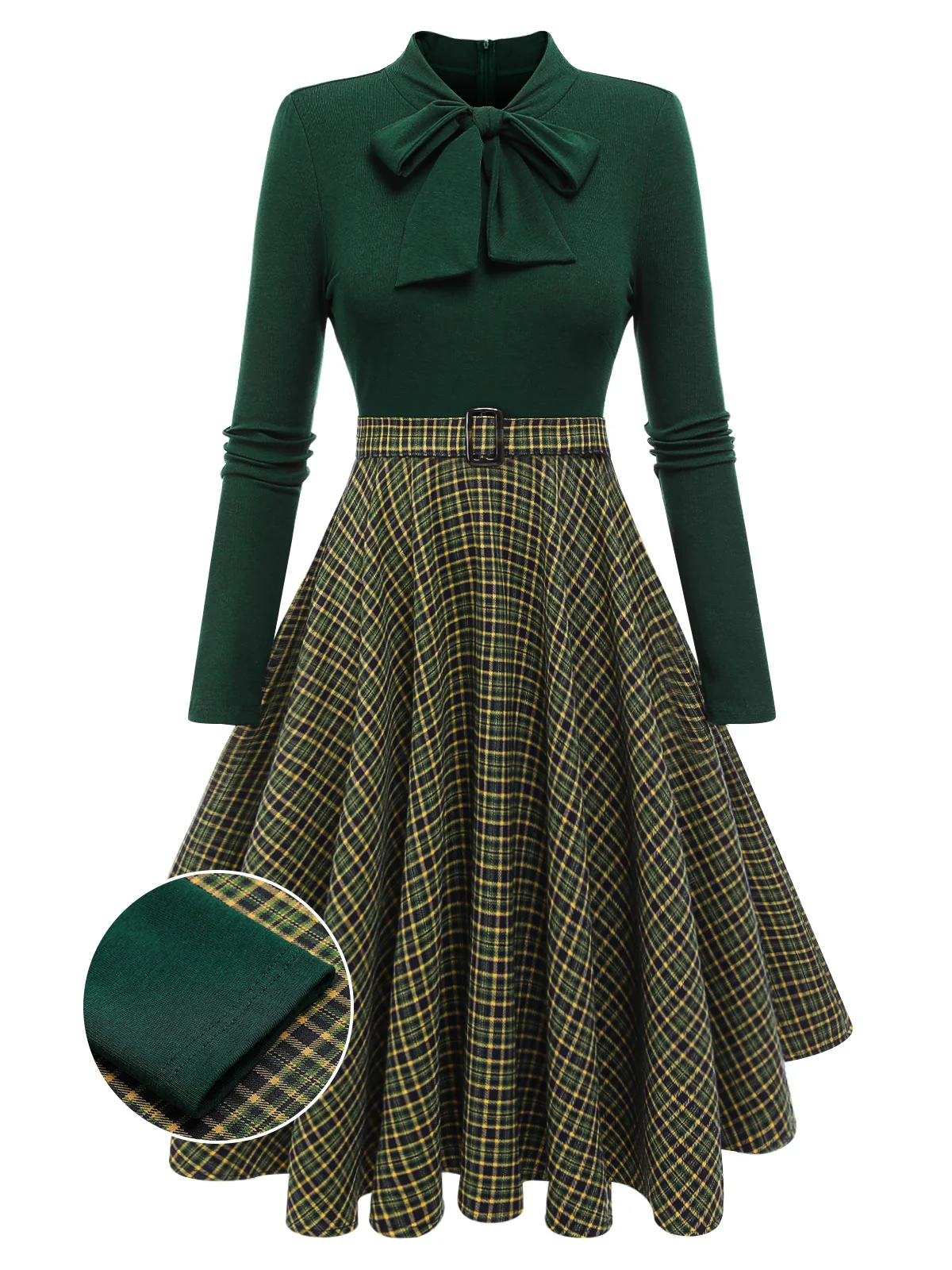 Robe en tricot à carreaux rouge des années 1950 - Image 5