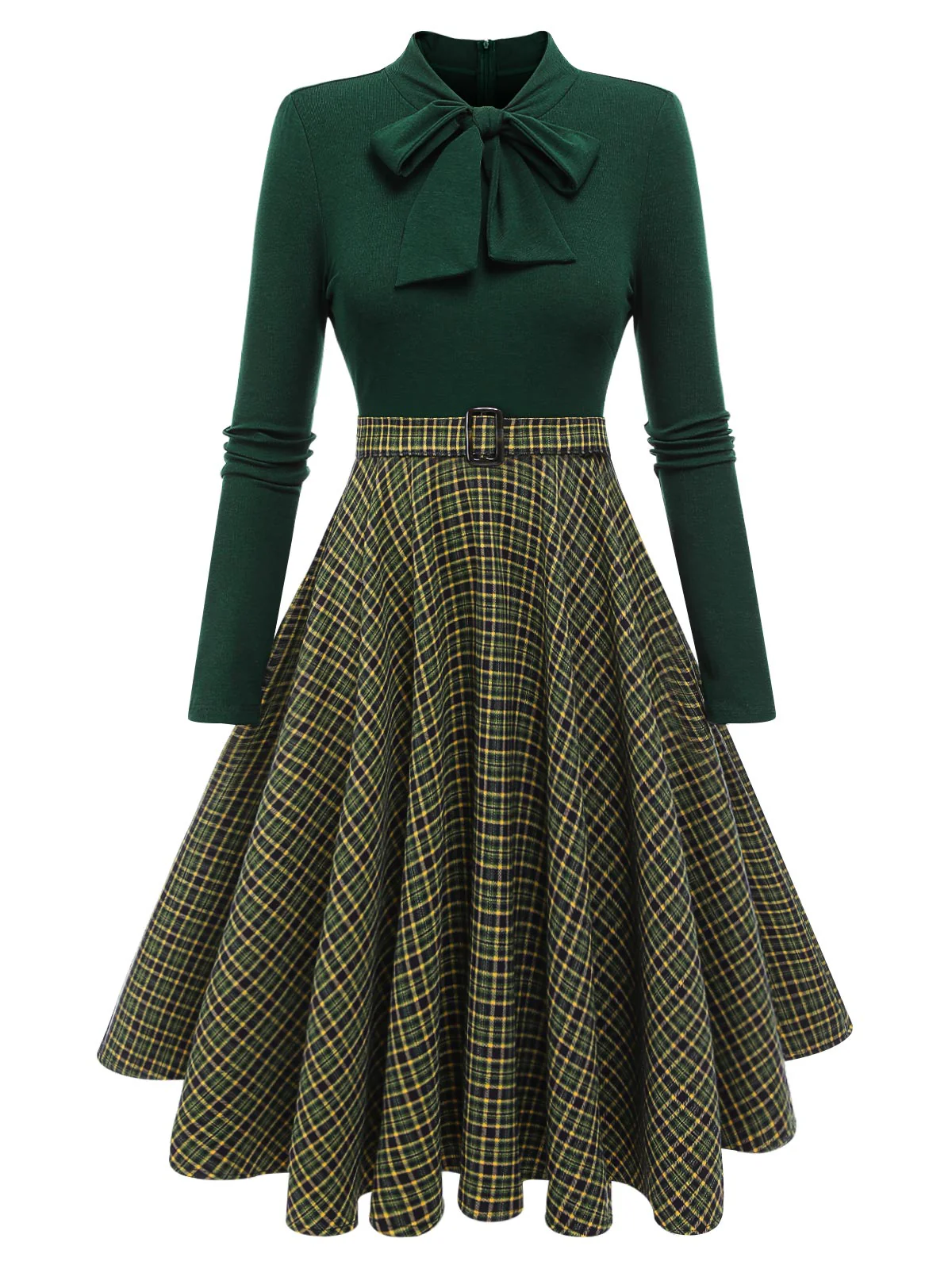 Robe en tricot à carreaux rouge des années 1950 - Image 6