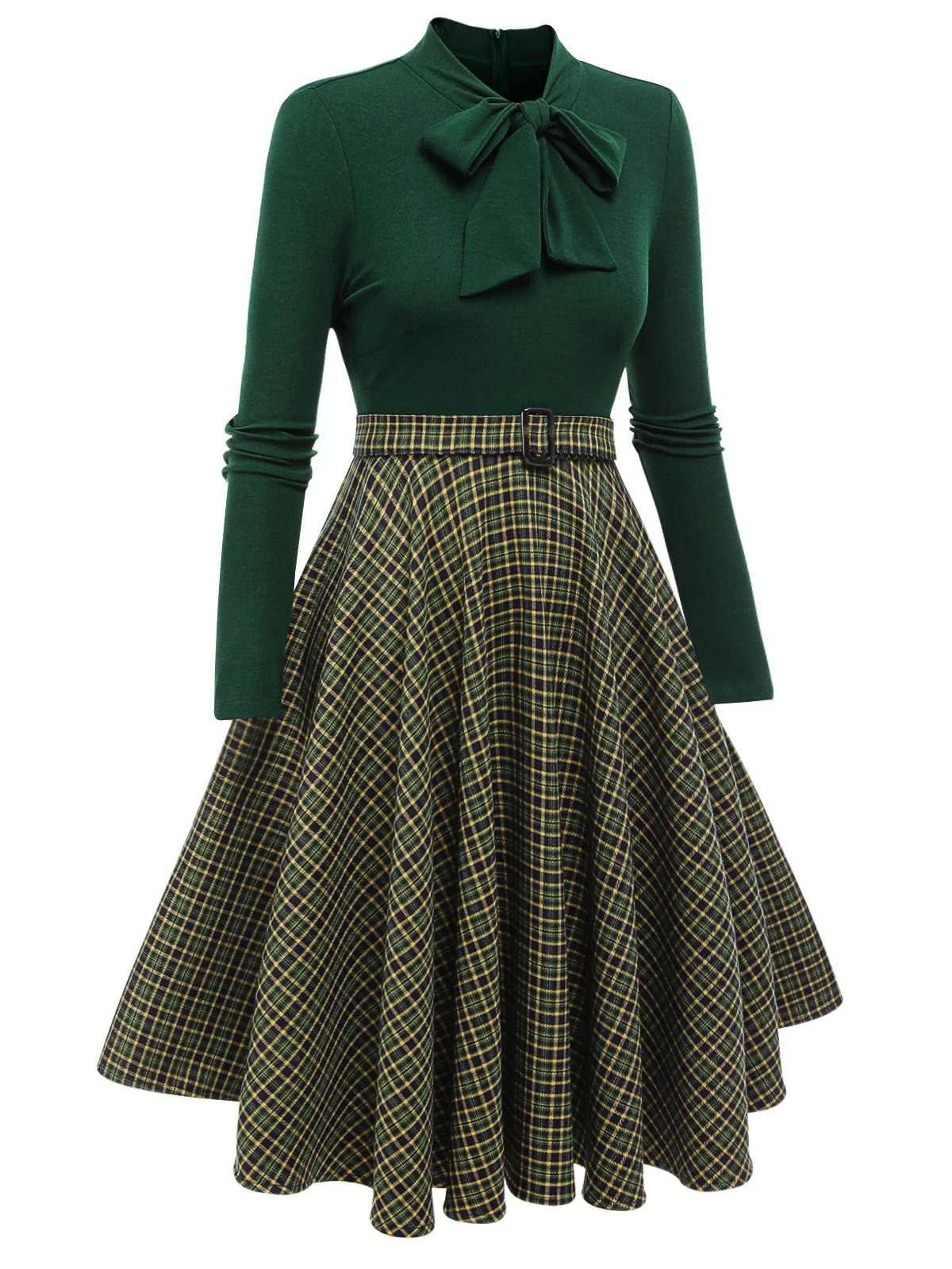 Robe en tricot à carreaux rouge des années 1950 - Image 7
