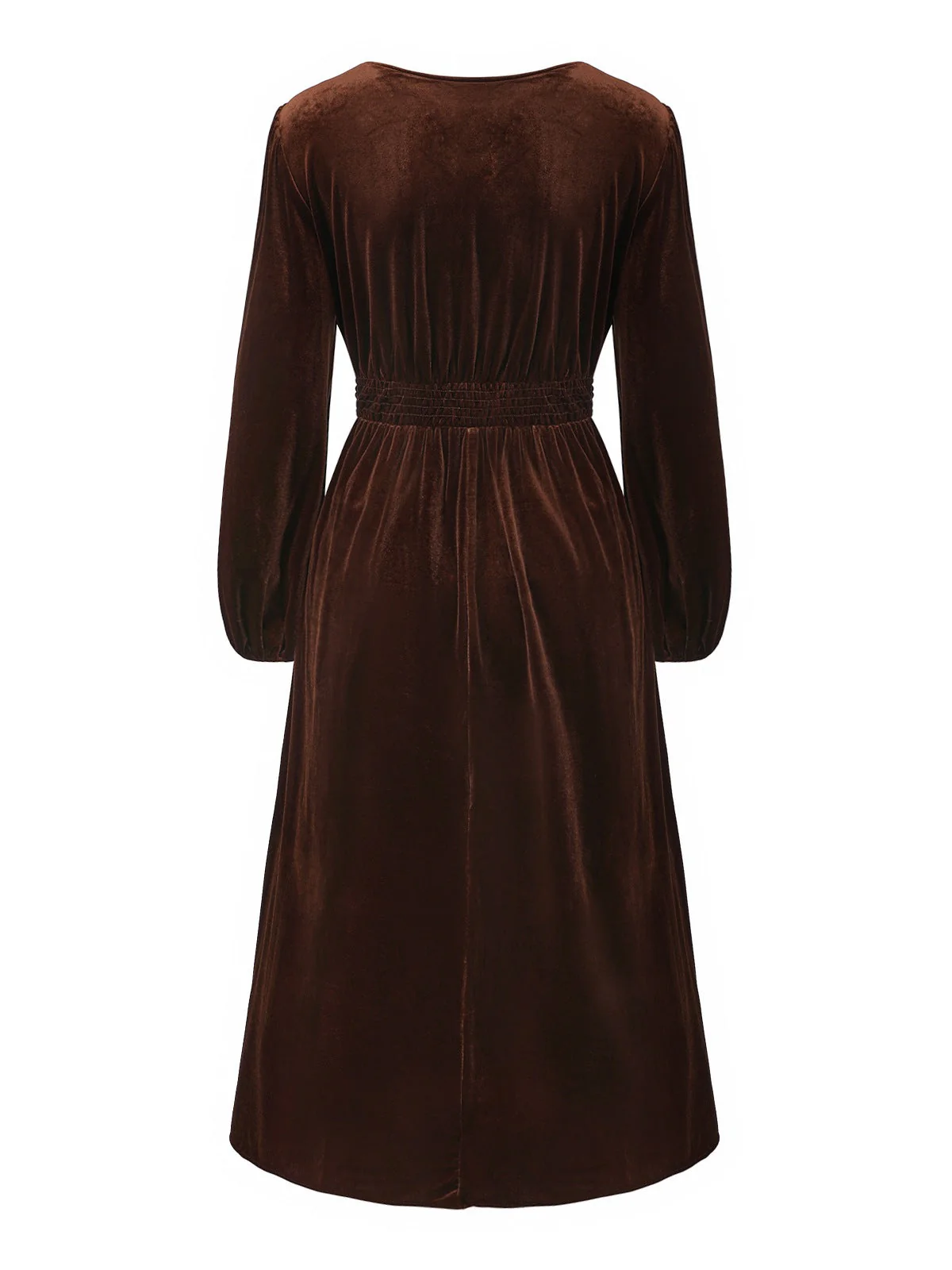 Robe en velours patchwork de dentelle unie marron des années 1940 - Image 3
