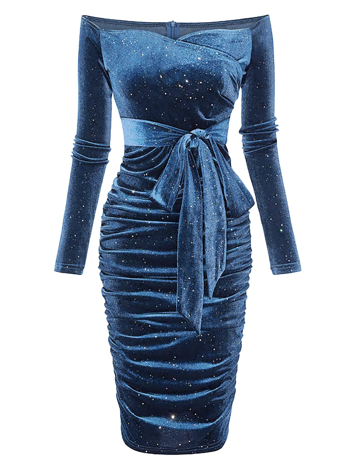 Robe en velours à épaules dénudées des années 1960 - Image 3
