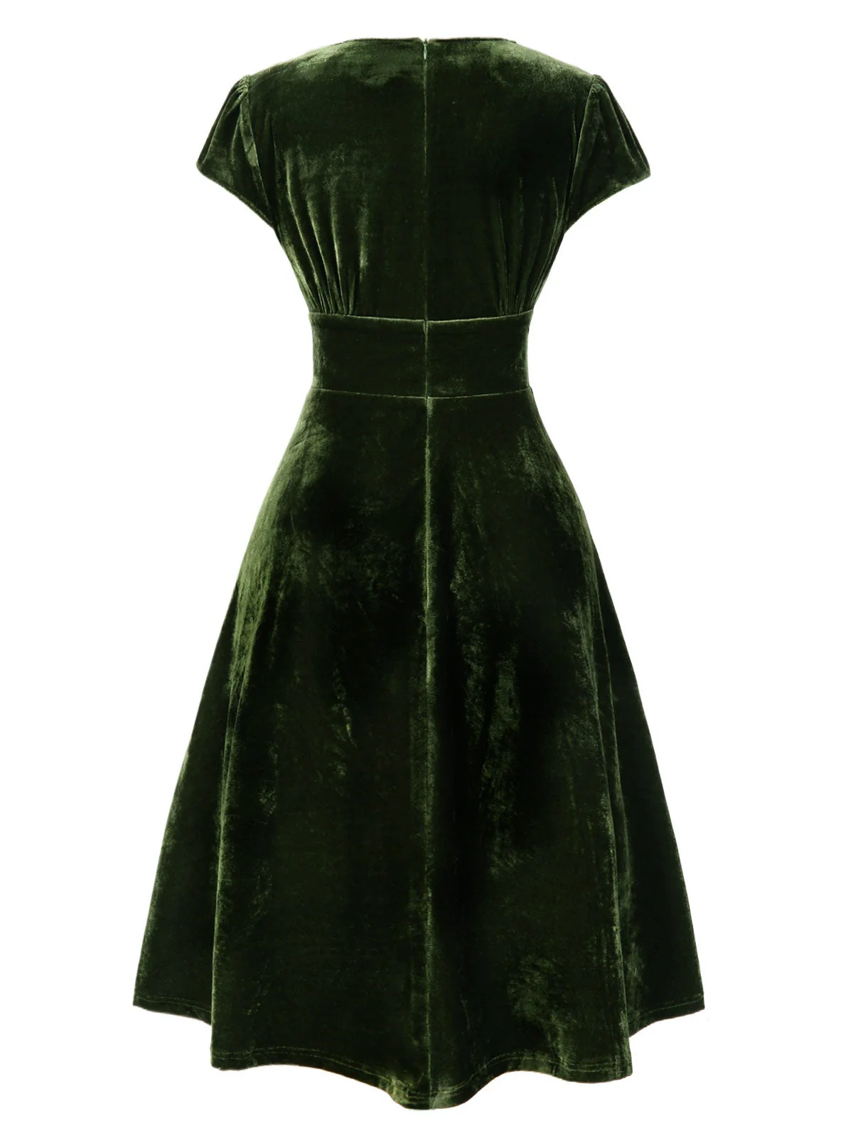 Robe en velours perlé rouge à col en V profond des années 40 - Image 6