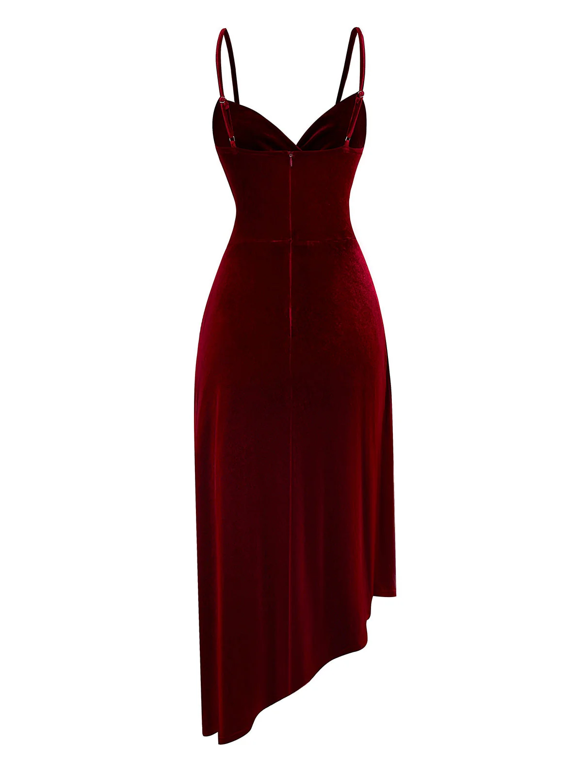 Robe en velours rouge bordeaux à ourlet volanté années 1930 - Image 3