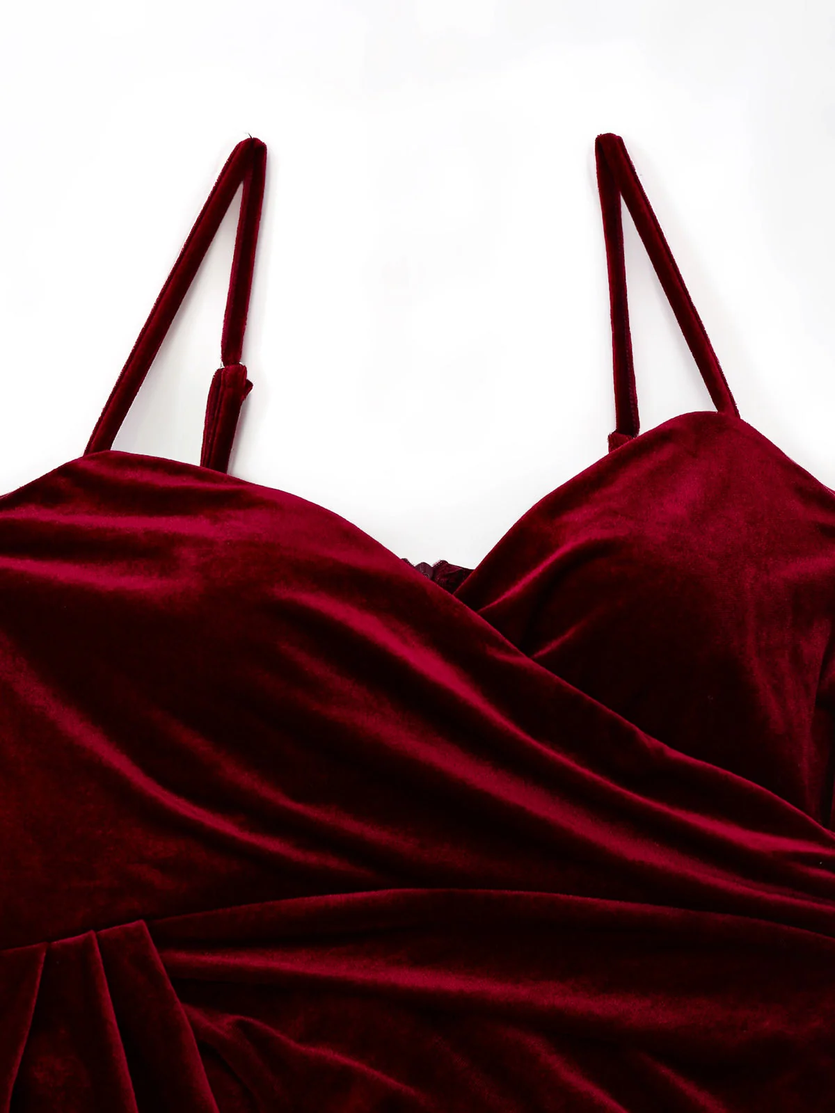 Robe en velours rouge bordeaux à ourlet volanté années 1930 - Image 4
