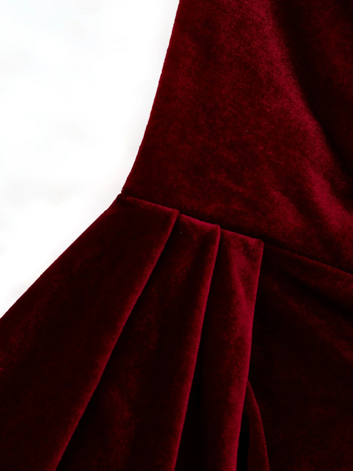 Robe en velours rouge bordeaux à ourlet volanté années 1930 - Image 5