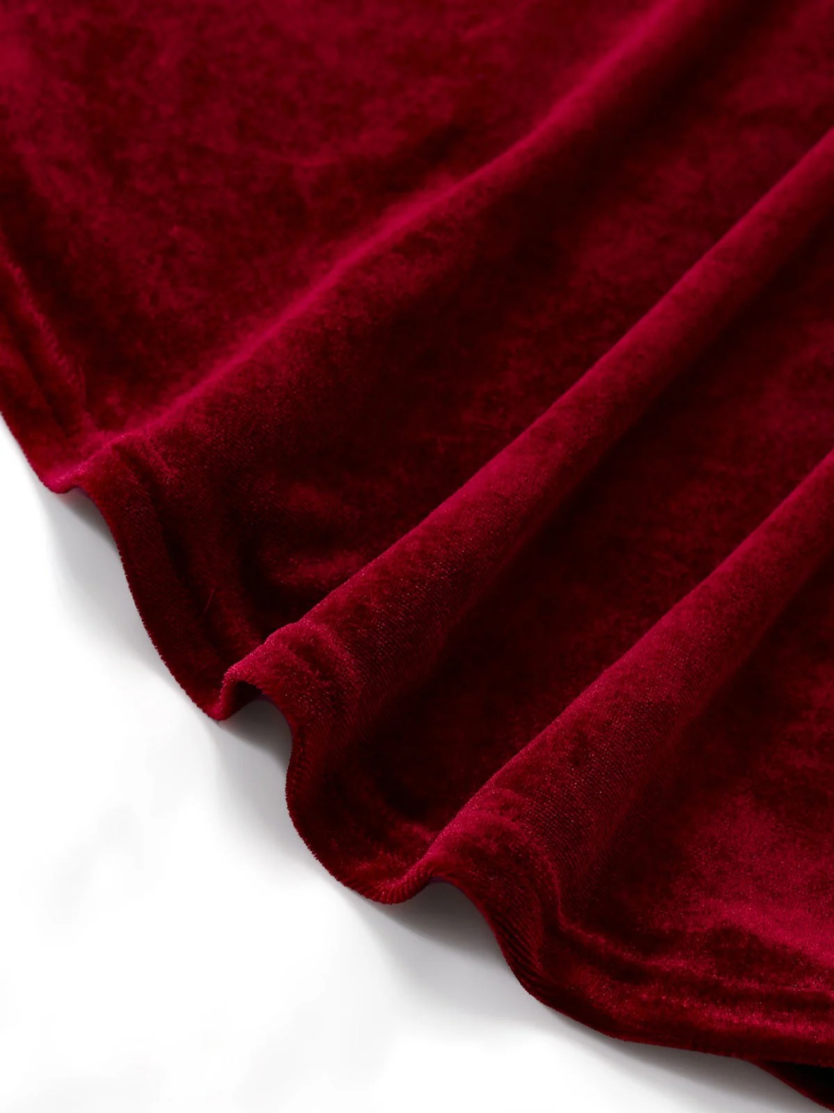 Robe en velours rouge bordeaux à ourlet volanté années 1930 - Image 6