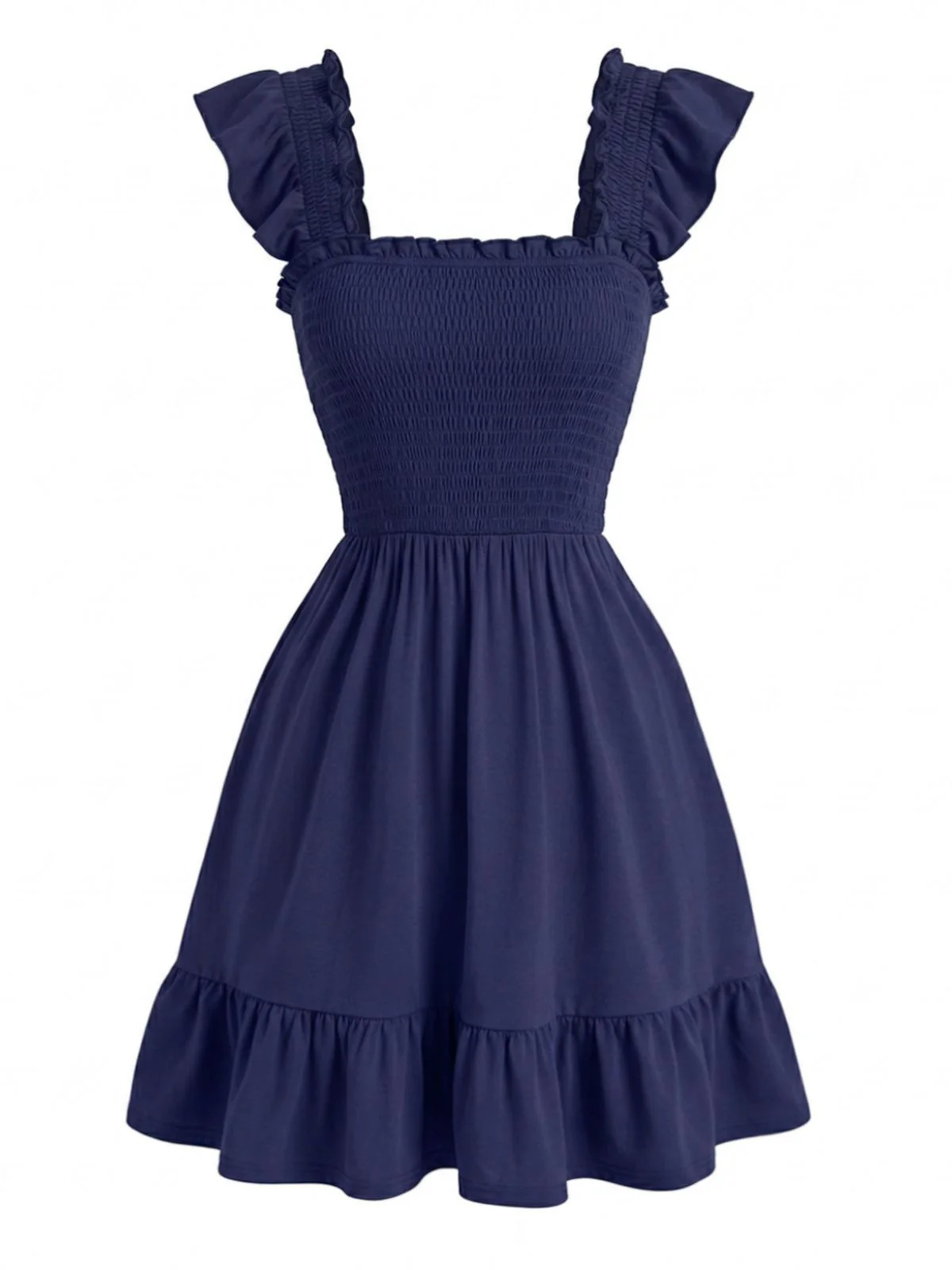 Robe encolure carrée manches à volants et smocks années 1950 - Image 2