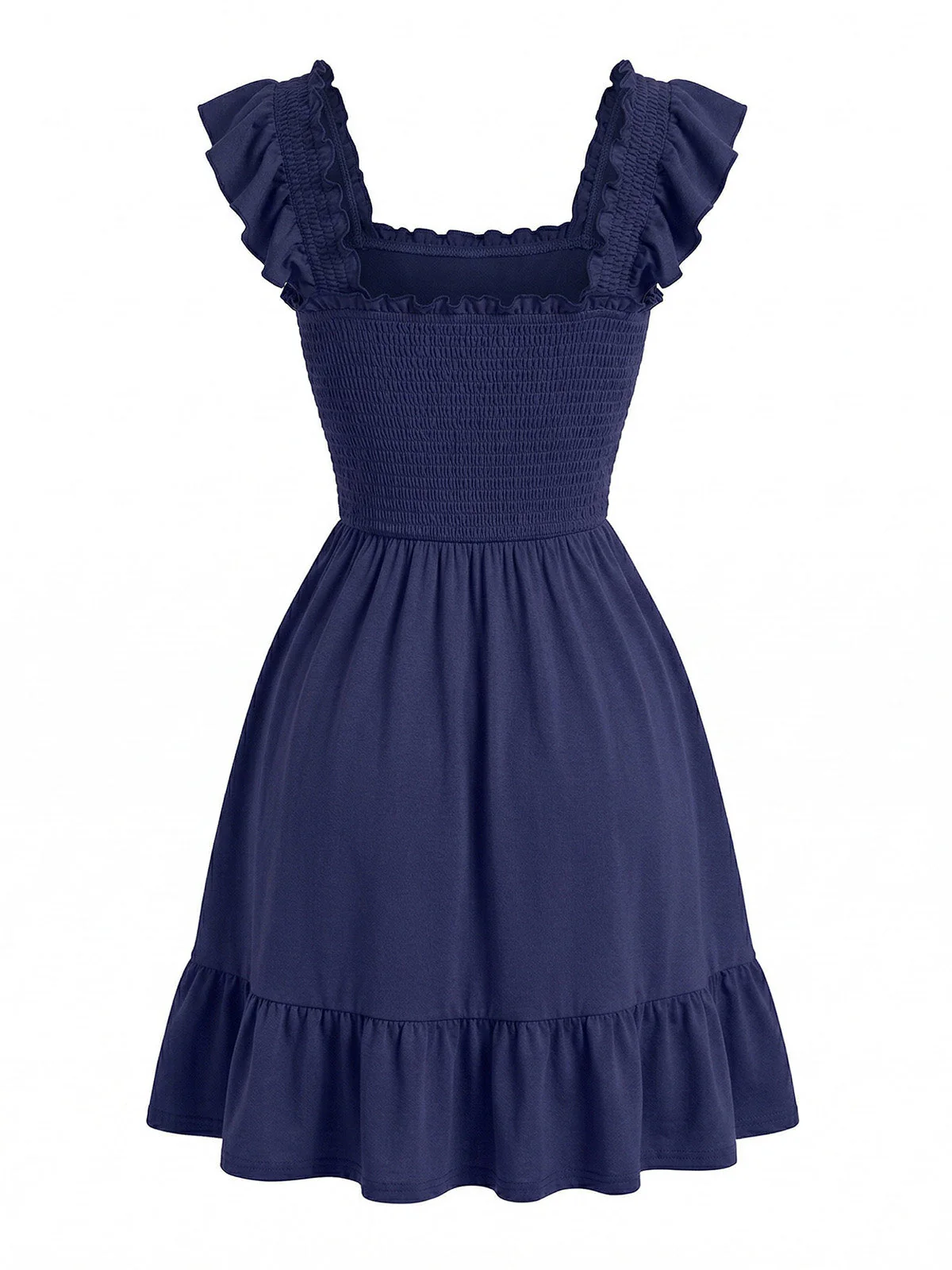 Robe encolure carrée manches à volants et smocks années 1950 - Image 3