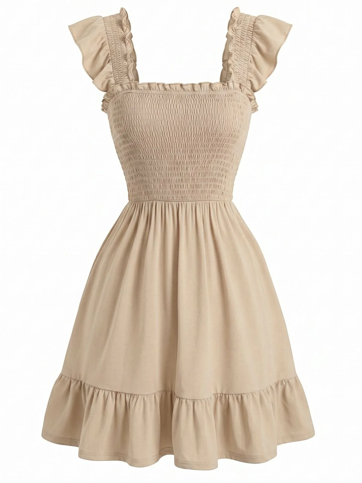 Robe encolure carrée manches à volants et smocks années 1950 - Image 6