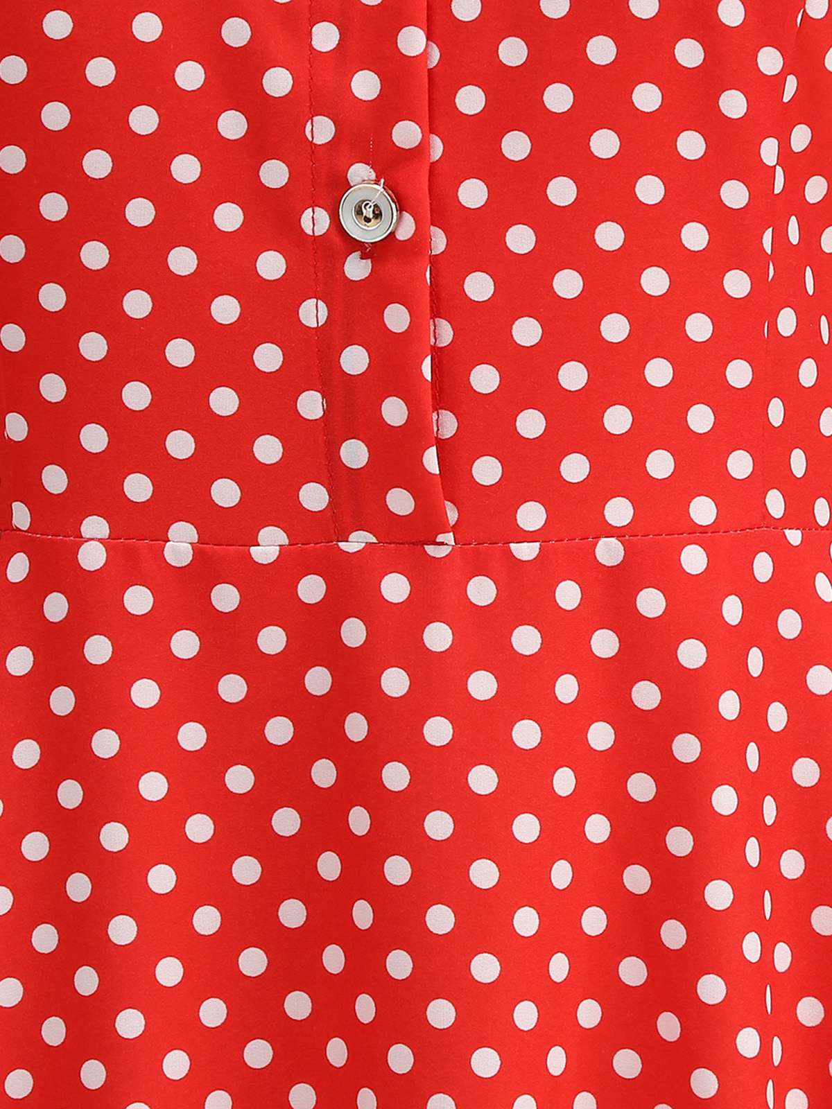 Robe évasée ceinturée col chemise unie à pois 1950s - Image 4