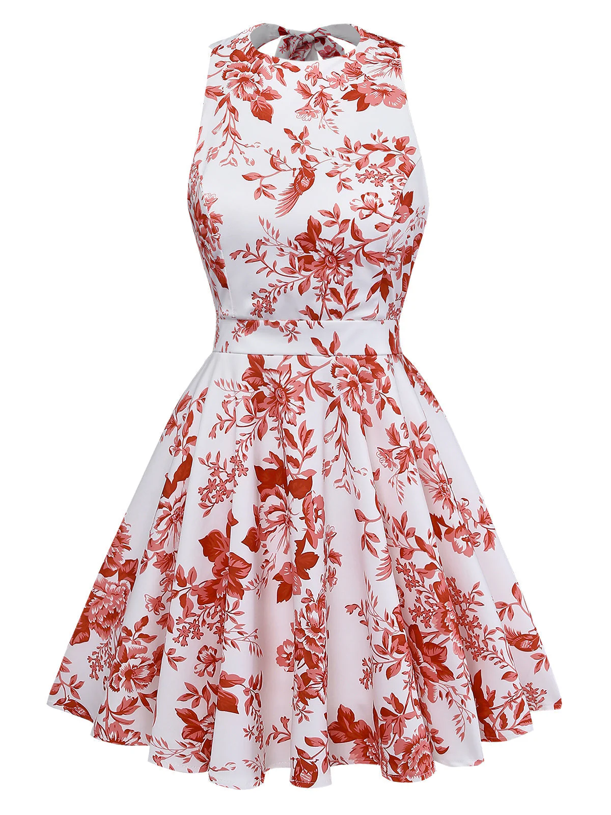 Robe Évasée Dos Nu Imprimé Floral Années 1960 - Image 2