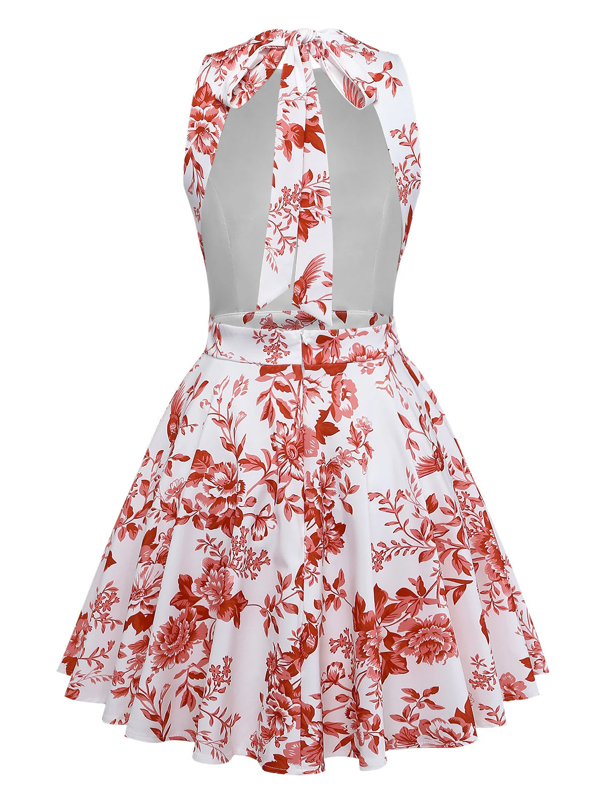 Robe Évasée Dos Nu Imprimé Floral Années 1960 - Image 3