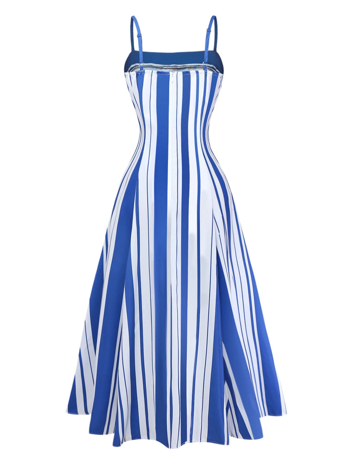 Robe fines bretelles rayée bleue et blanche 1950s - Image 3