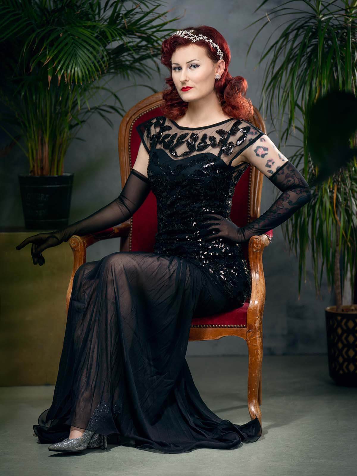 Robe Charleston Vintage Flapper Année 20 Gatsby Maxi à Paillettes Noire Soirée - Image 10