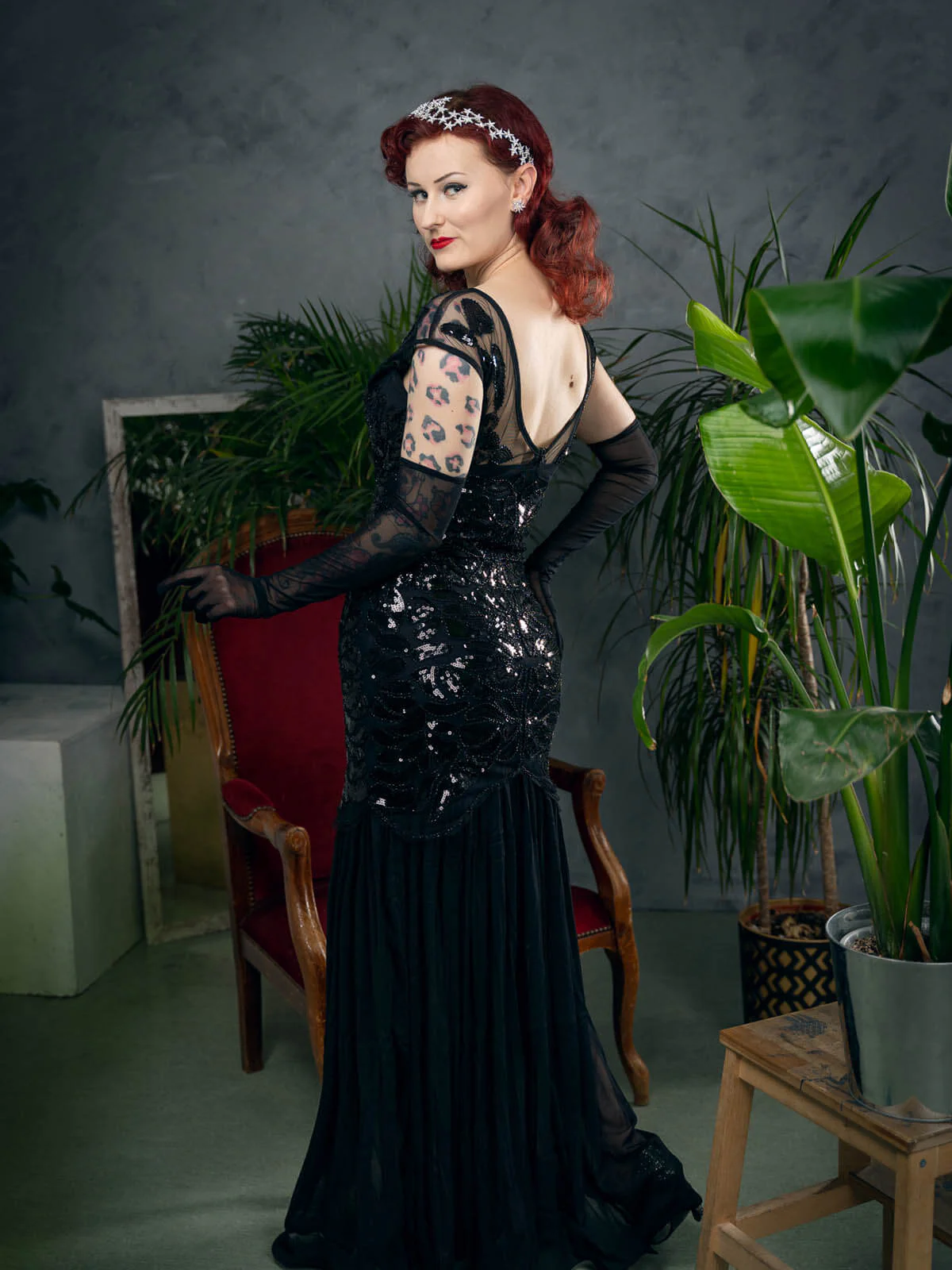 Robe Charleston Vintage Flapper Année 20 Gatsby Maxi à Paillettes Noire Soirée - Image 11