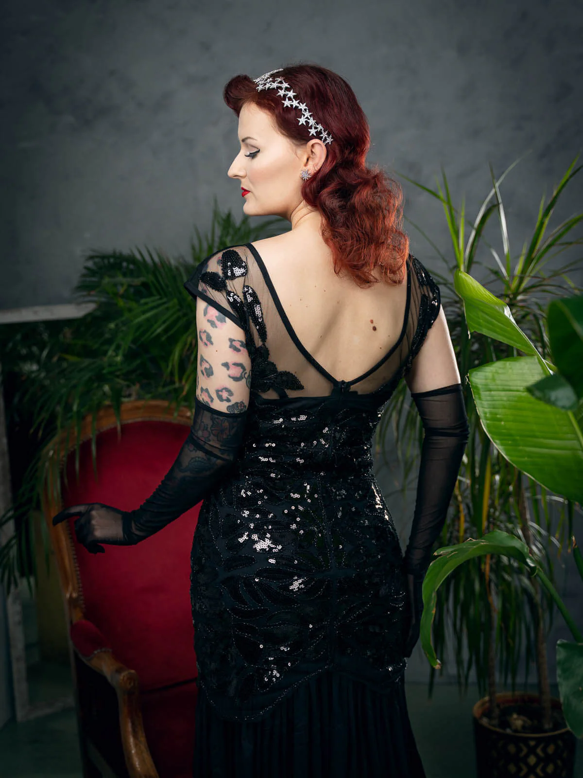 Robe Charleston Vintage Flapper Année 20 Gatsby Maxi à Paillettes Noire Soirée - Image 12