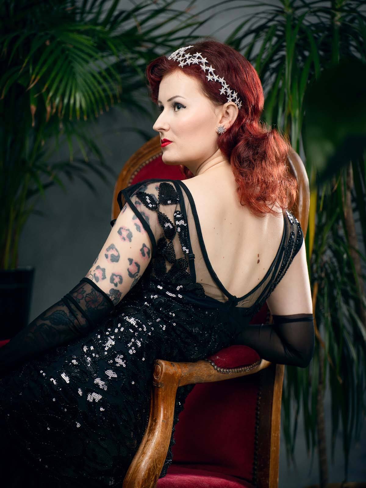 Robe Charleston Vintage Flapper Année 20 Gatsby Maxi à Paillettes Noire Soirée - Image 14