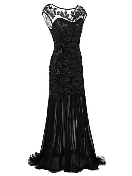 Robe Charleston Vintage Flapper Année 20 Gatsby Maxi à Paillettes Noire Soirée - Image 6