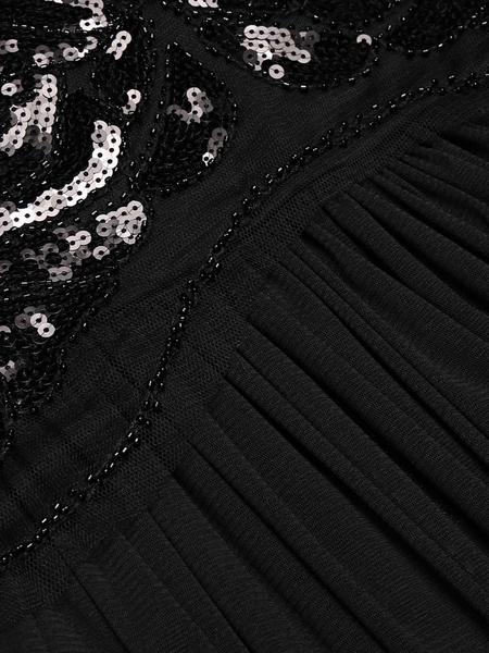 Robe Charleston Vintage Flapper Année 20 Gatsby Maxi à Paillettes Noire Soirée - Image 9