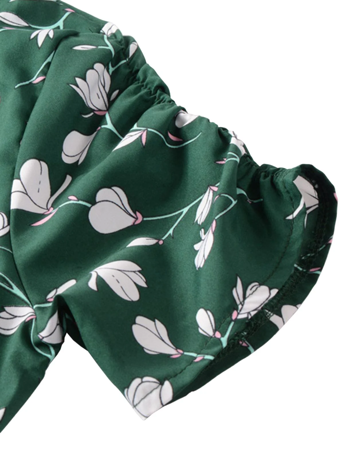 Robe fleurie à col en V et motif orchidées vertes des années 1940 - Image 3