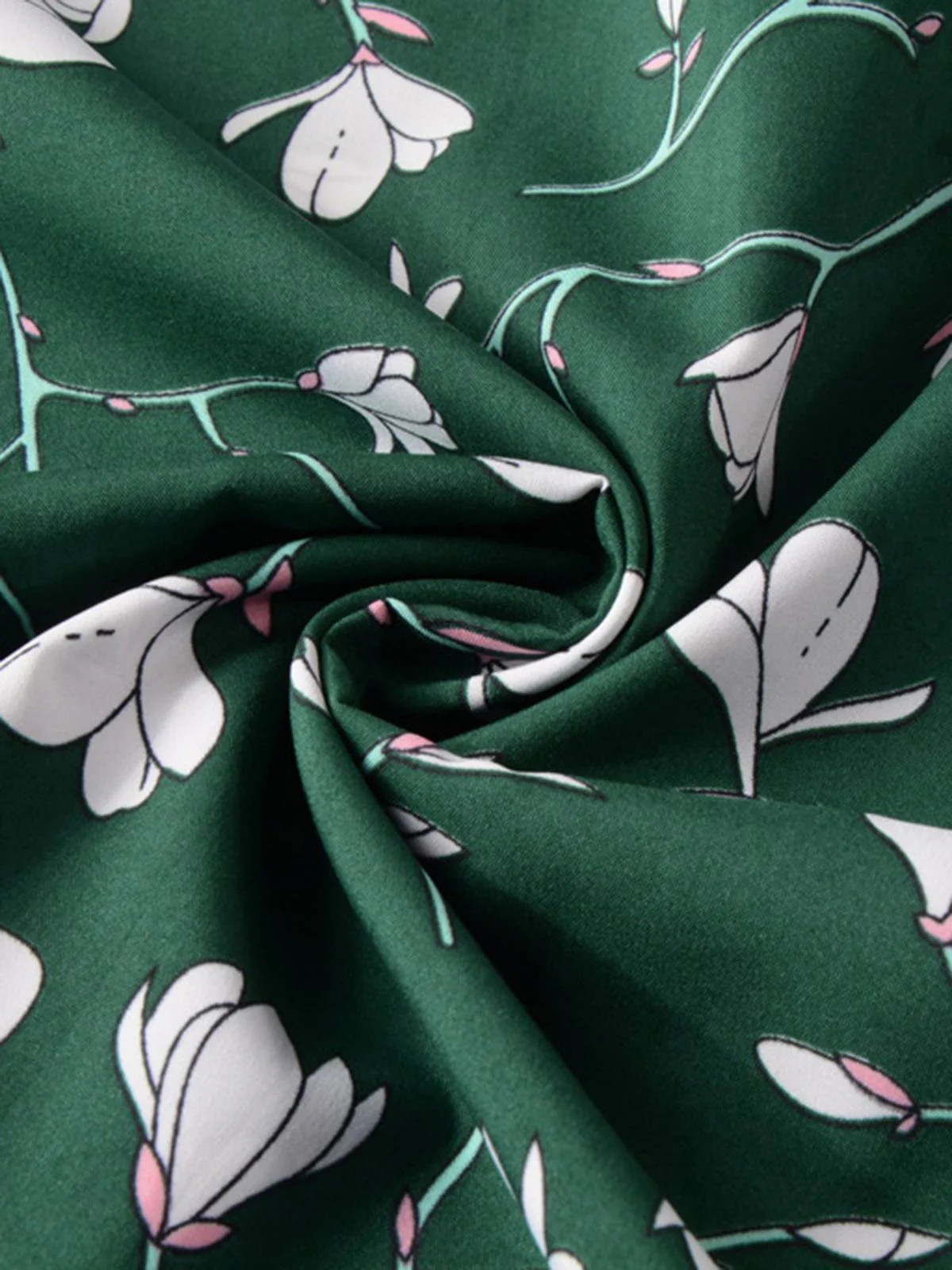 Robe fleurie à col en V et motif orchidées vertes des années 1940 - Image 5