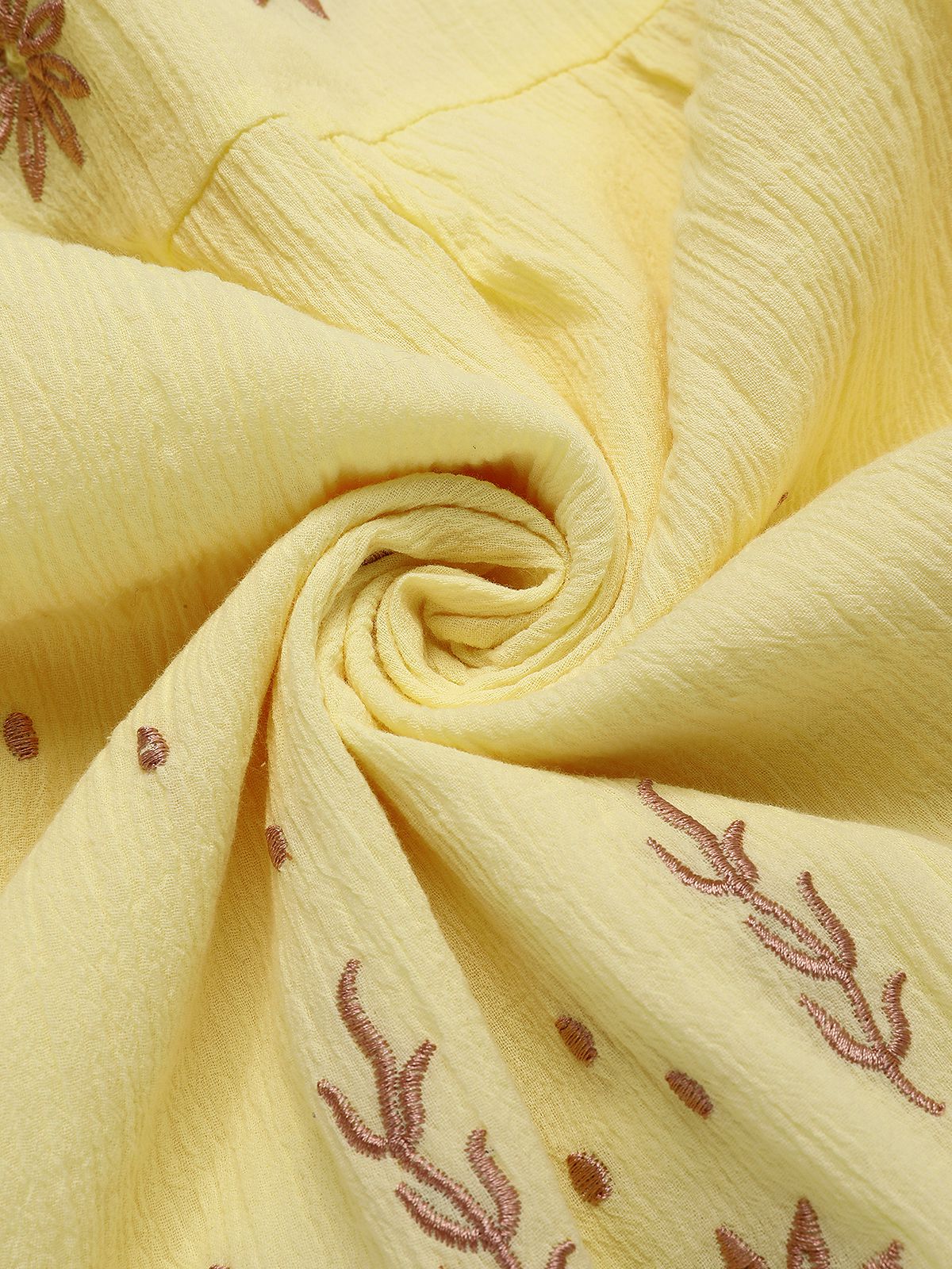 Robe fleurie brodée à col en V abricot des années 1930 - Image 6