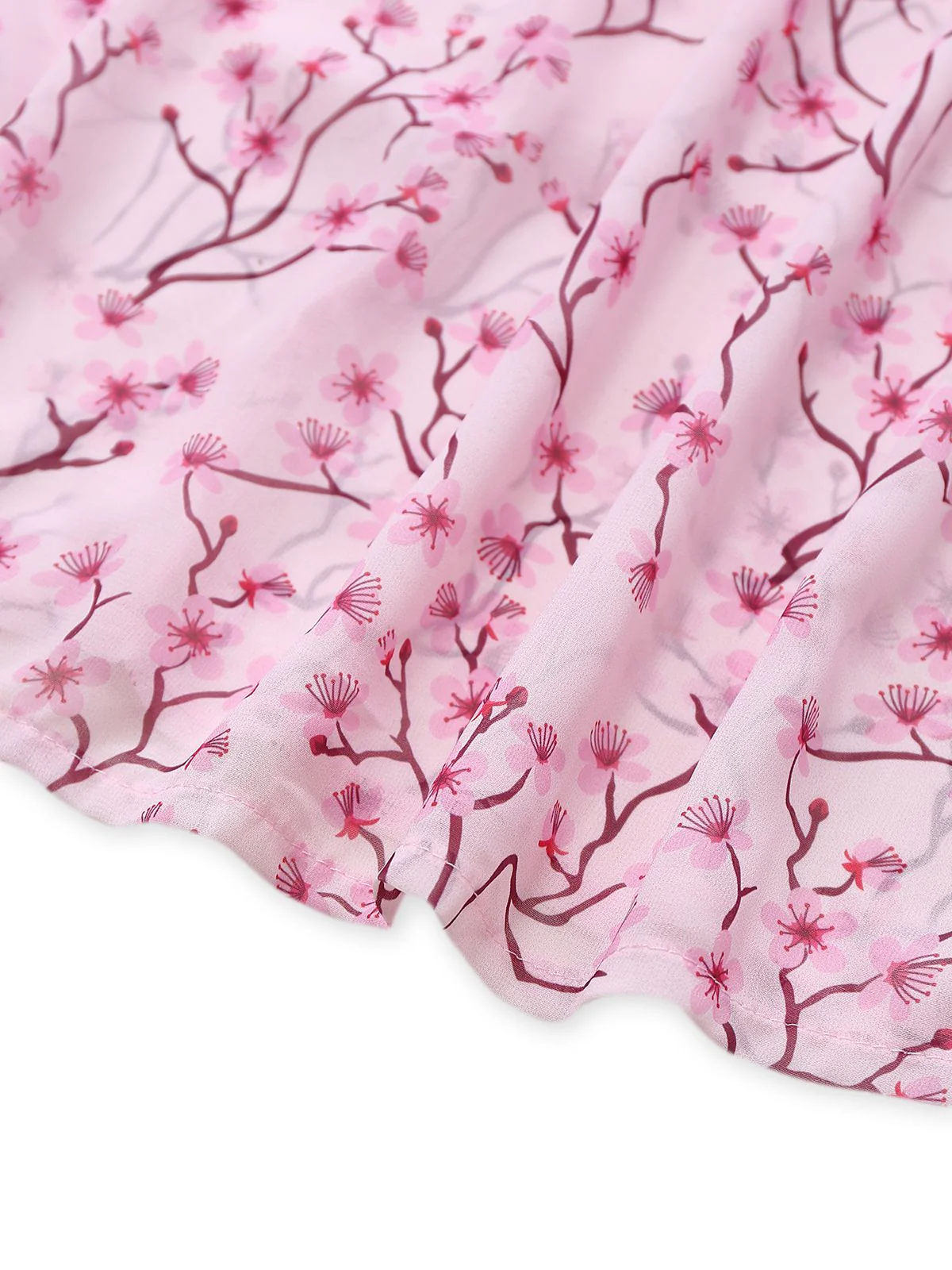 Robe fleurie rose découpée à volants col en V profond des années 1970 - Image 4