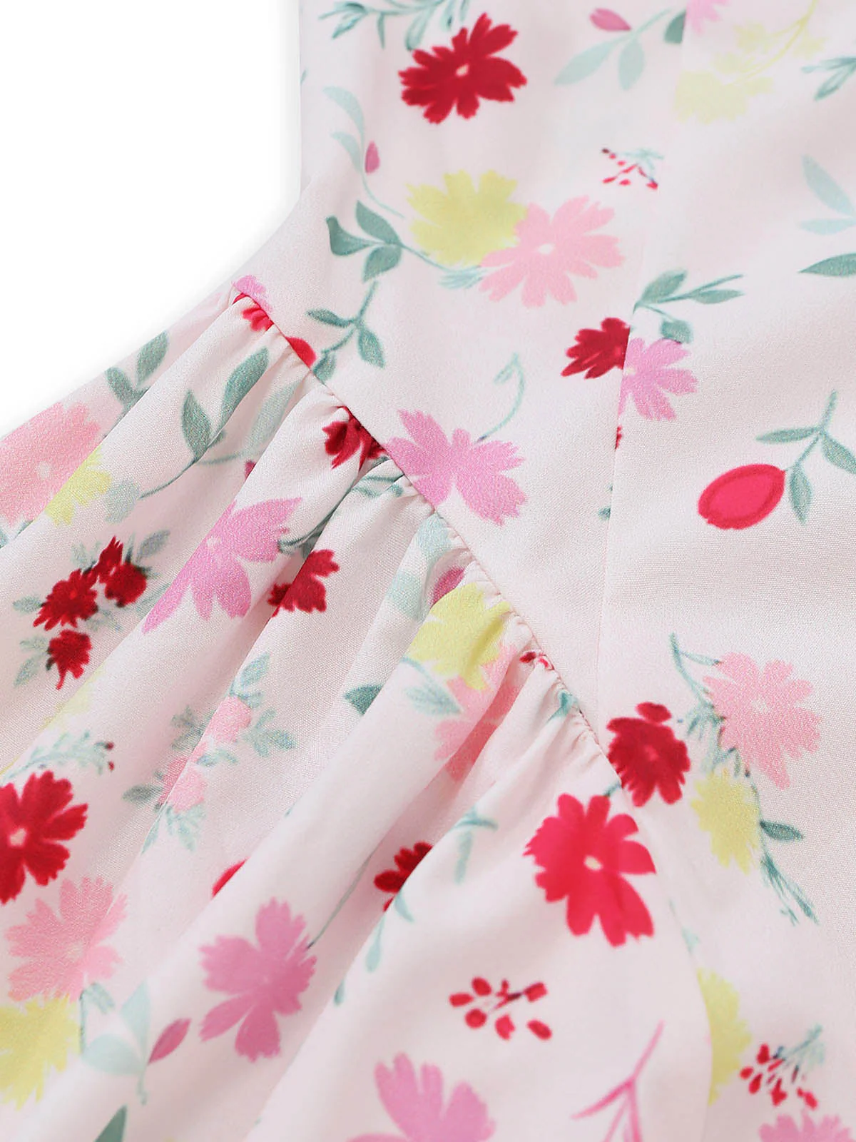 Robe Floral Col Licou Nœud Blanc & Rose Années 1950 - Image 5