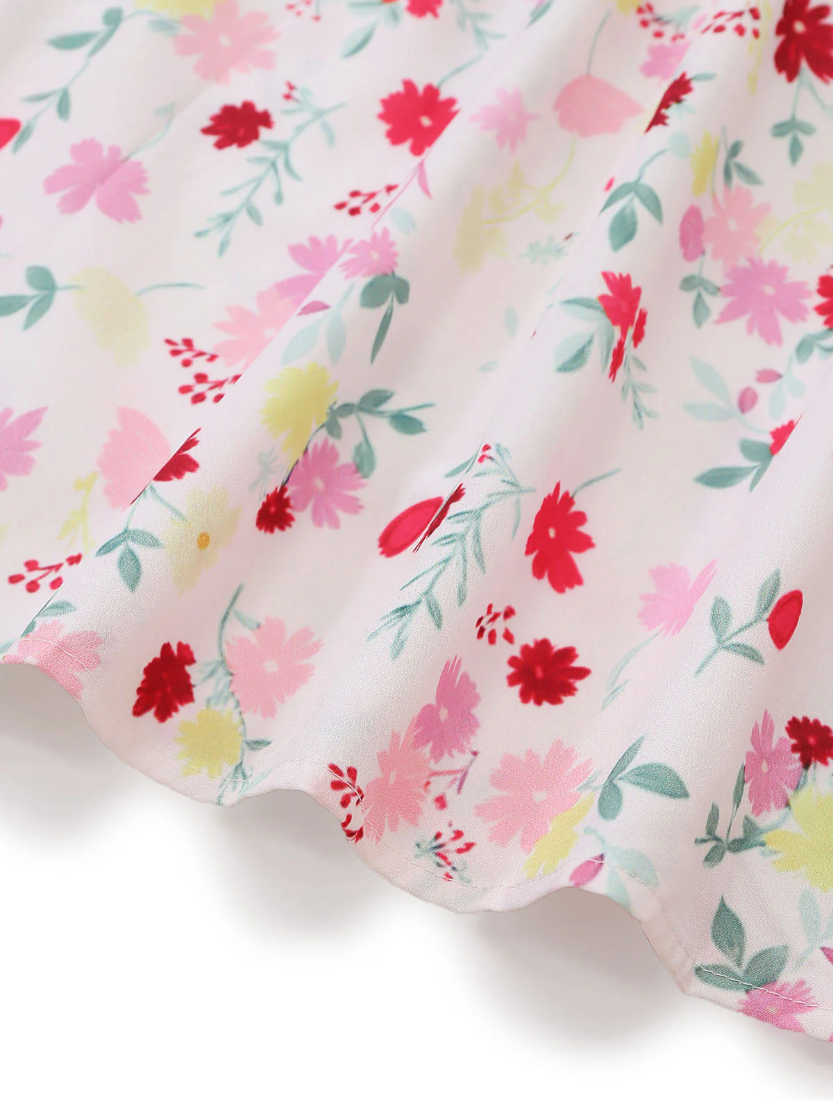 Robe Floral Col Licou Nœud Blanc & Rose Années 1950 - Image 7