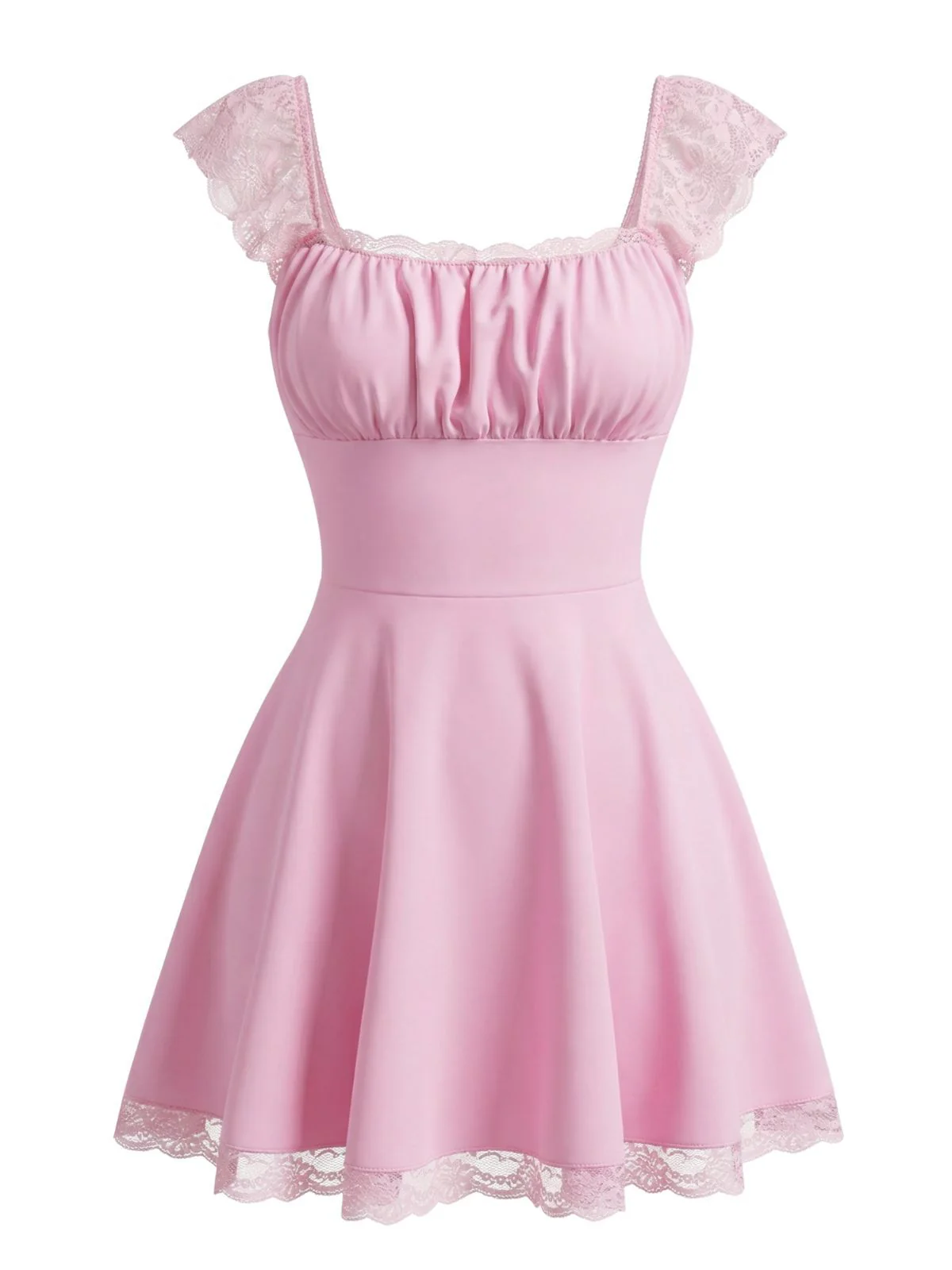 Robe française dentelle dos nu et col carré années 1960 - Image 2